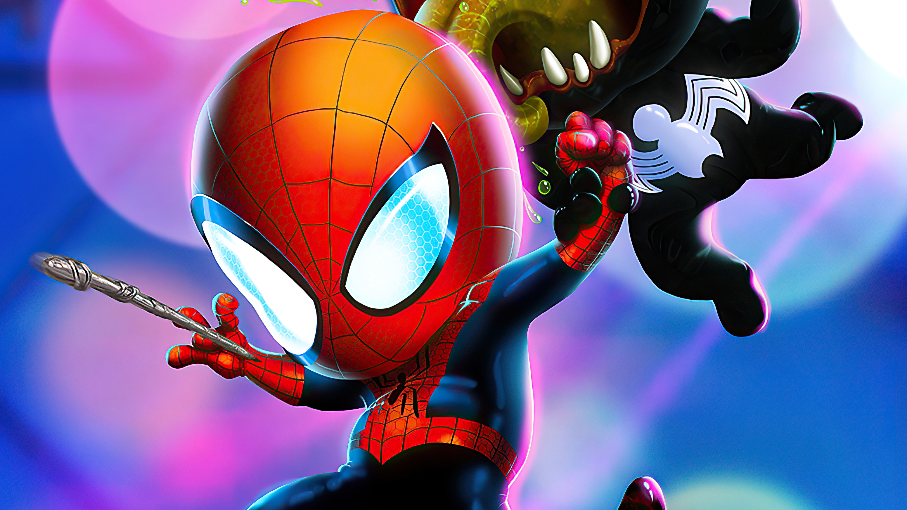 Spider-Man and Venom artwork HD Wallpaper