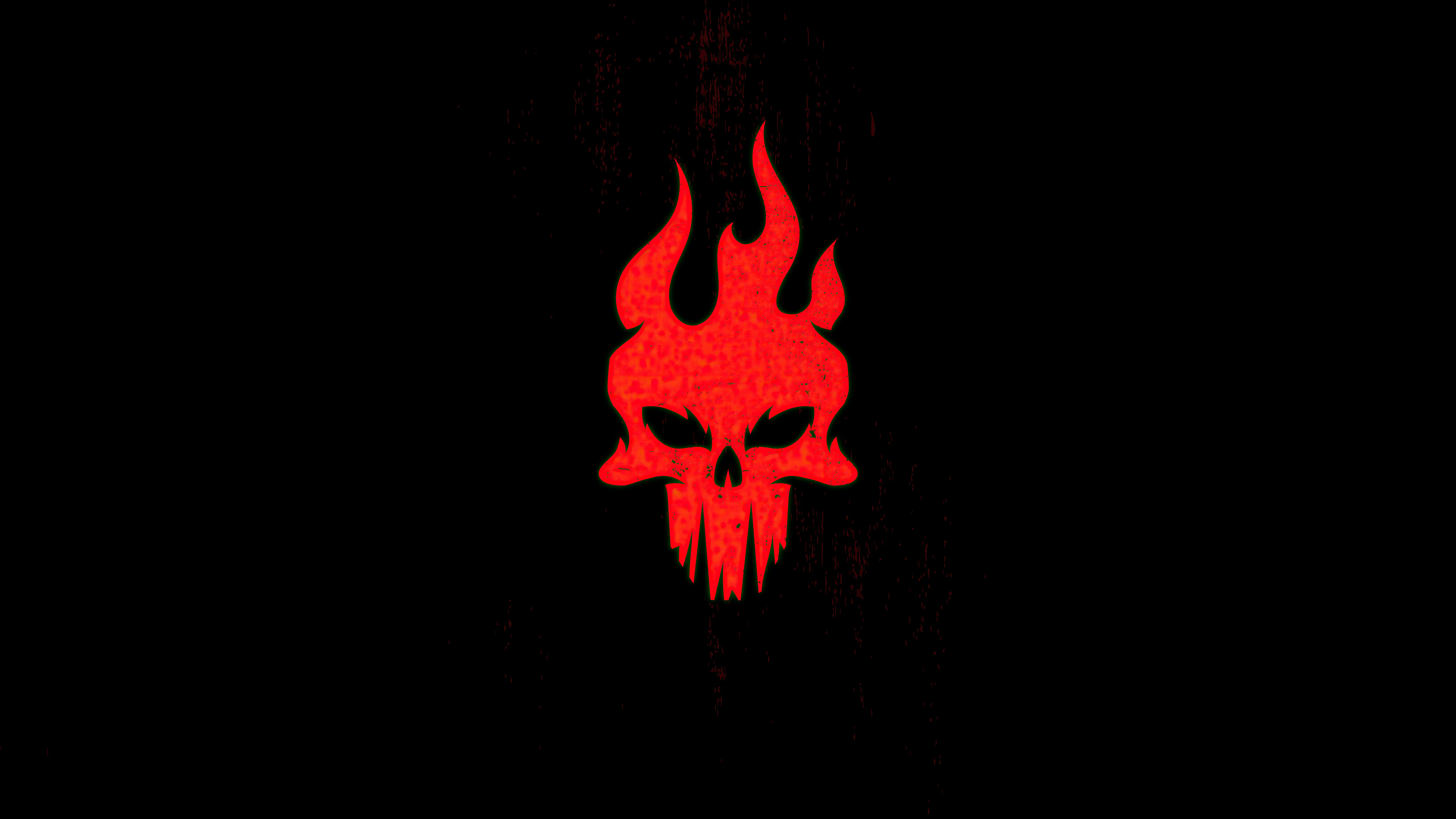 Minimalist Skull with Flames 4K HD Wallpaper