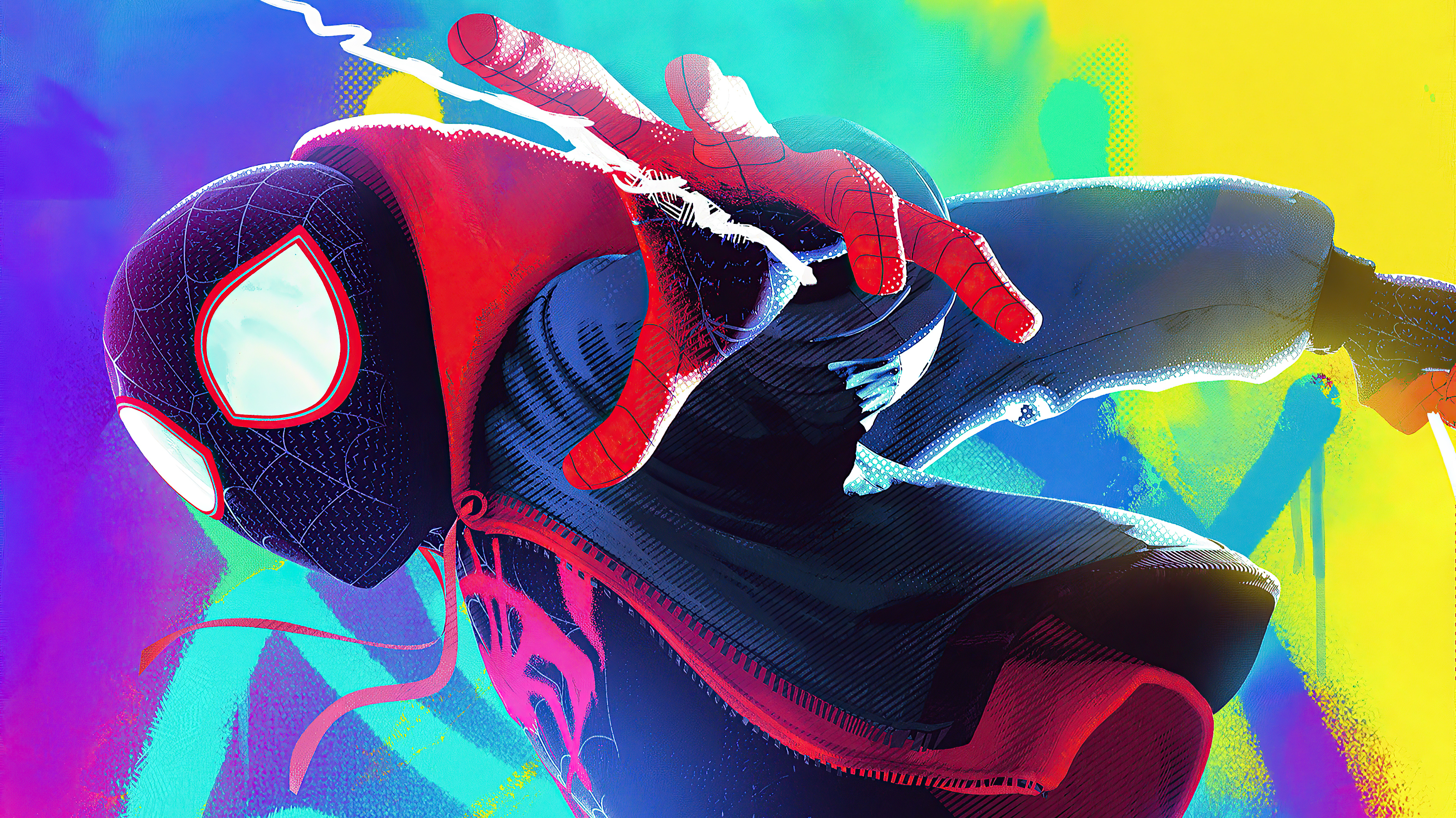 Miles Morales Spider-Man in colorful artwork HD Wallpaper