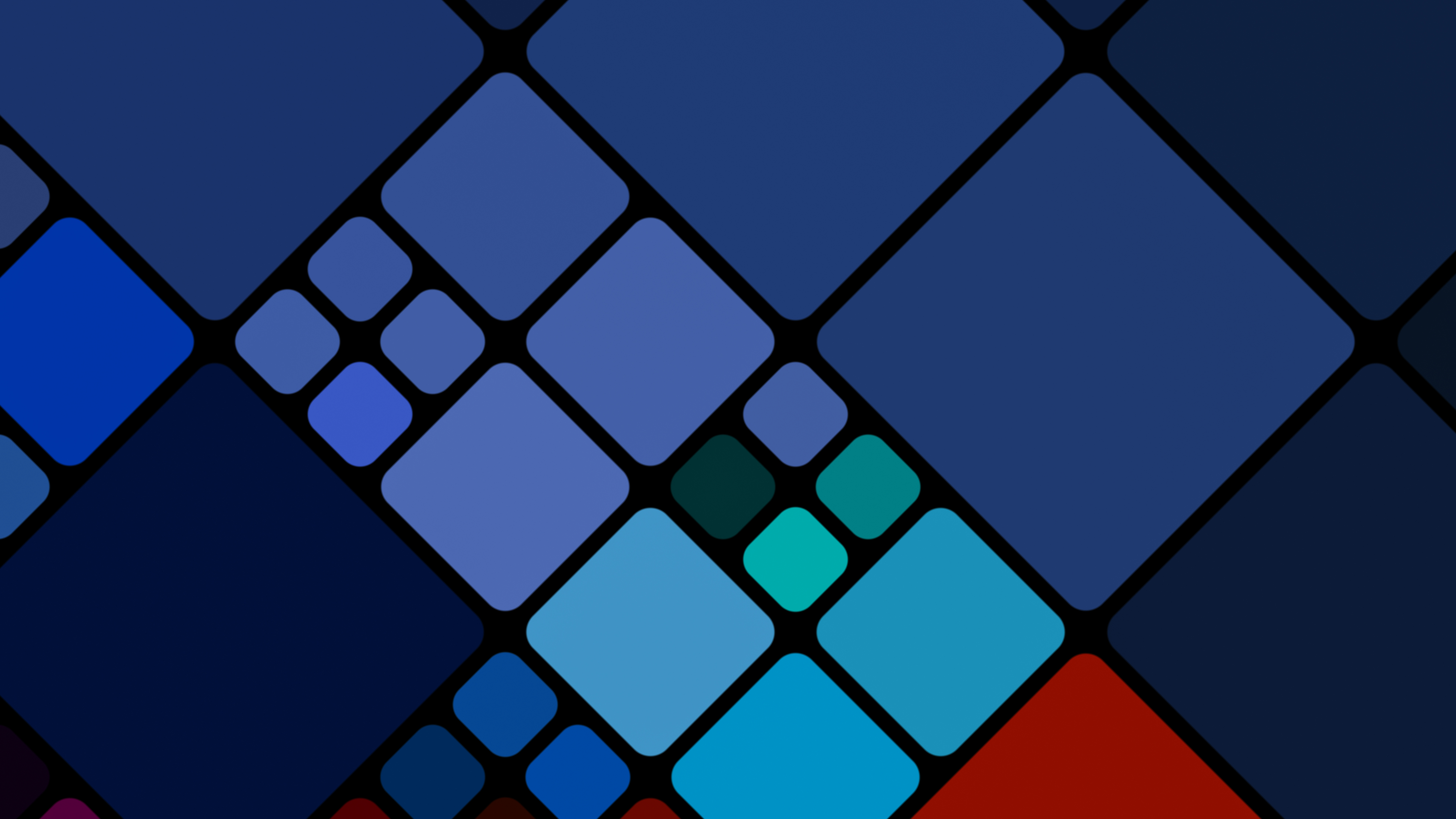 Abstract digital art with blue and red squares HD Wallpaper