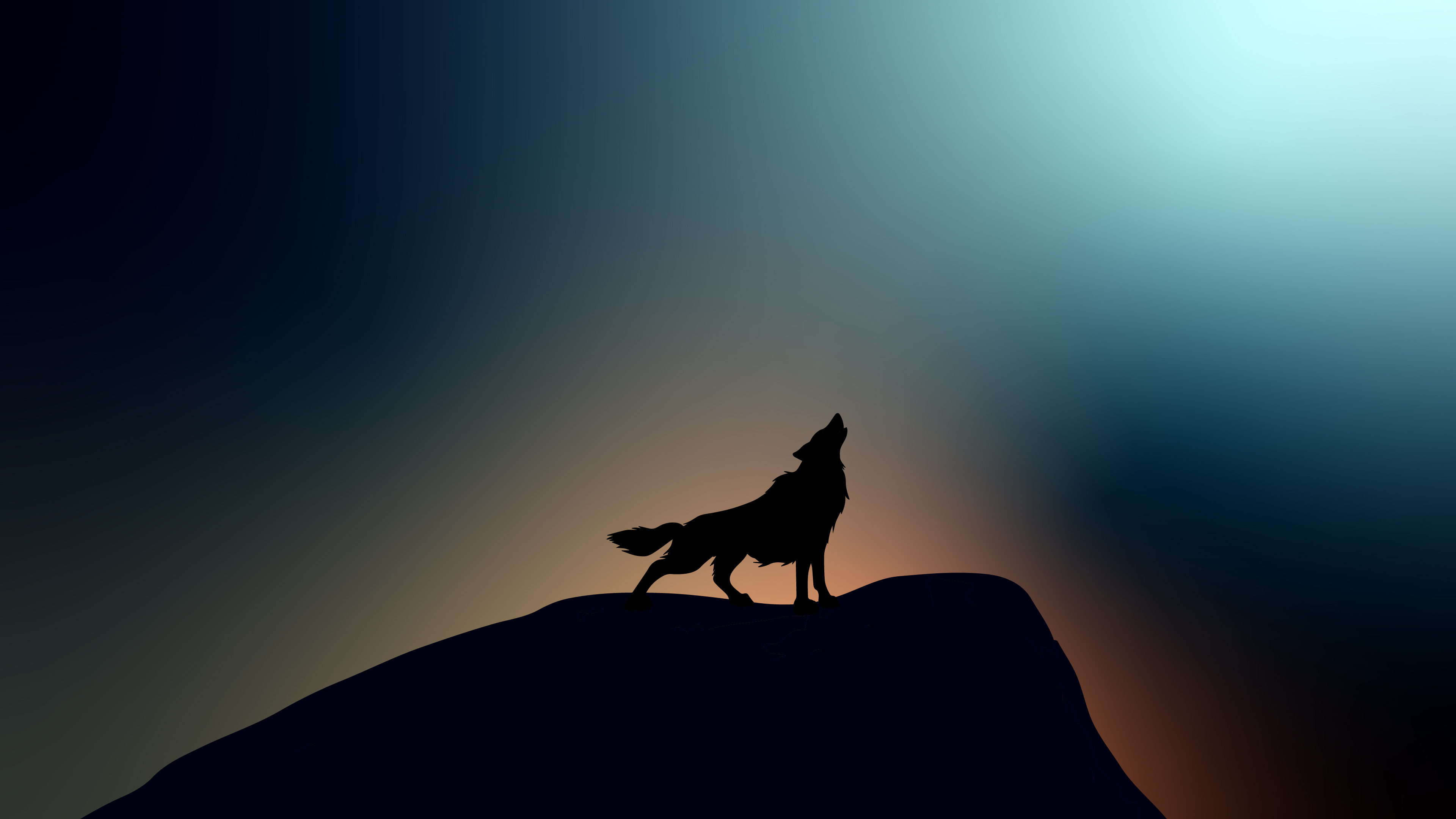 Wolf howling on a rock at sunset 4K HD Wallpaper