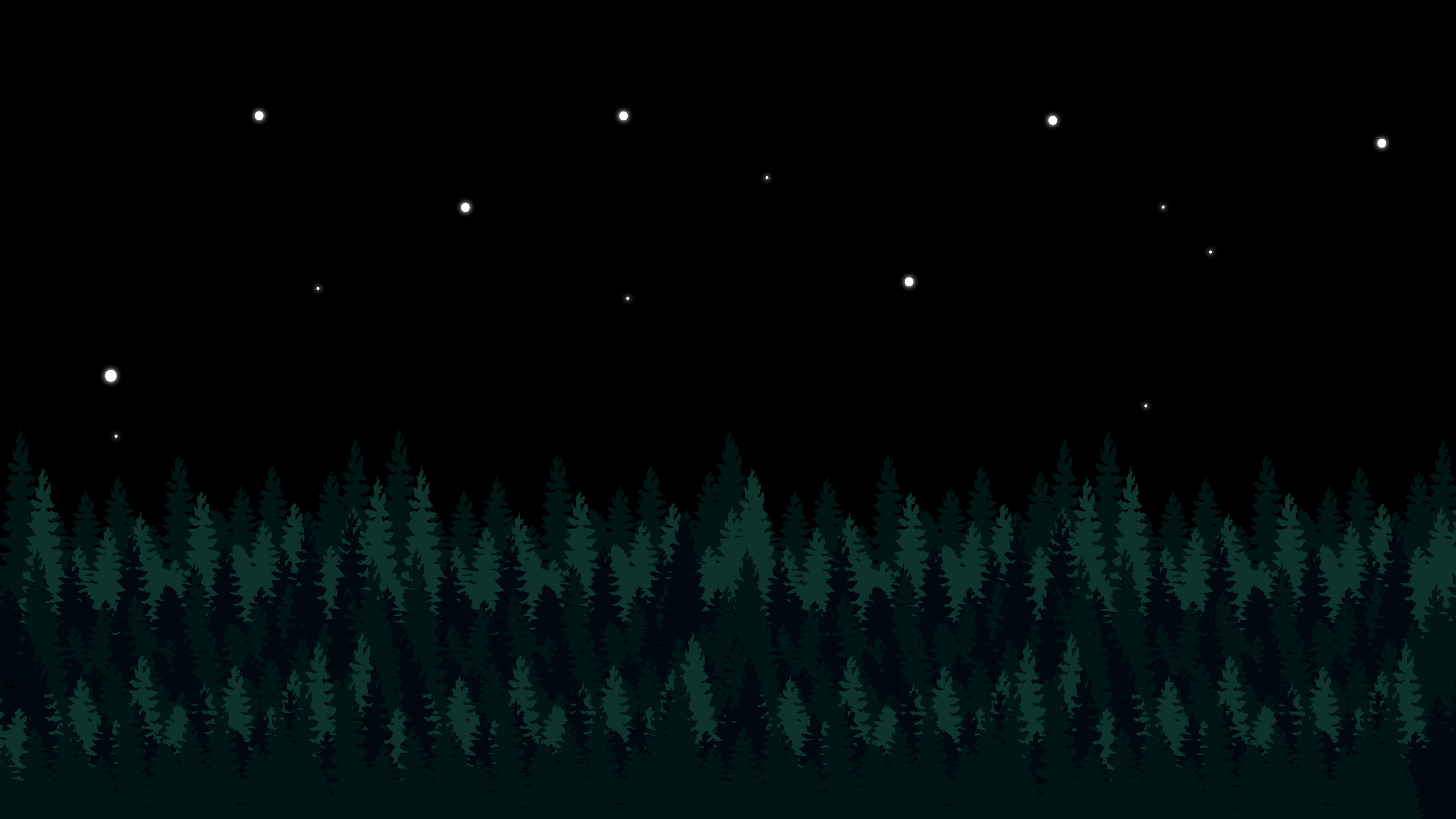Night sky over a dark forest HD Wallpaper