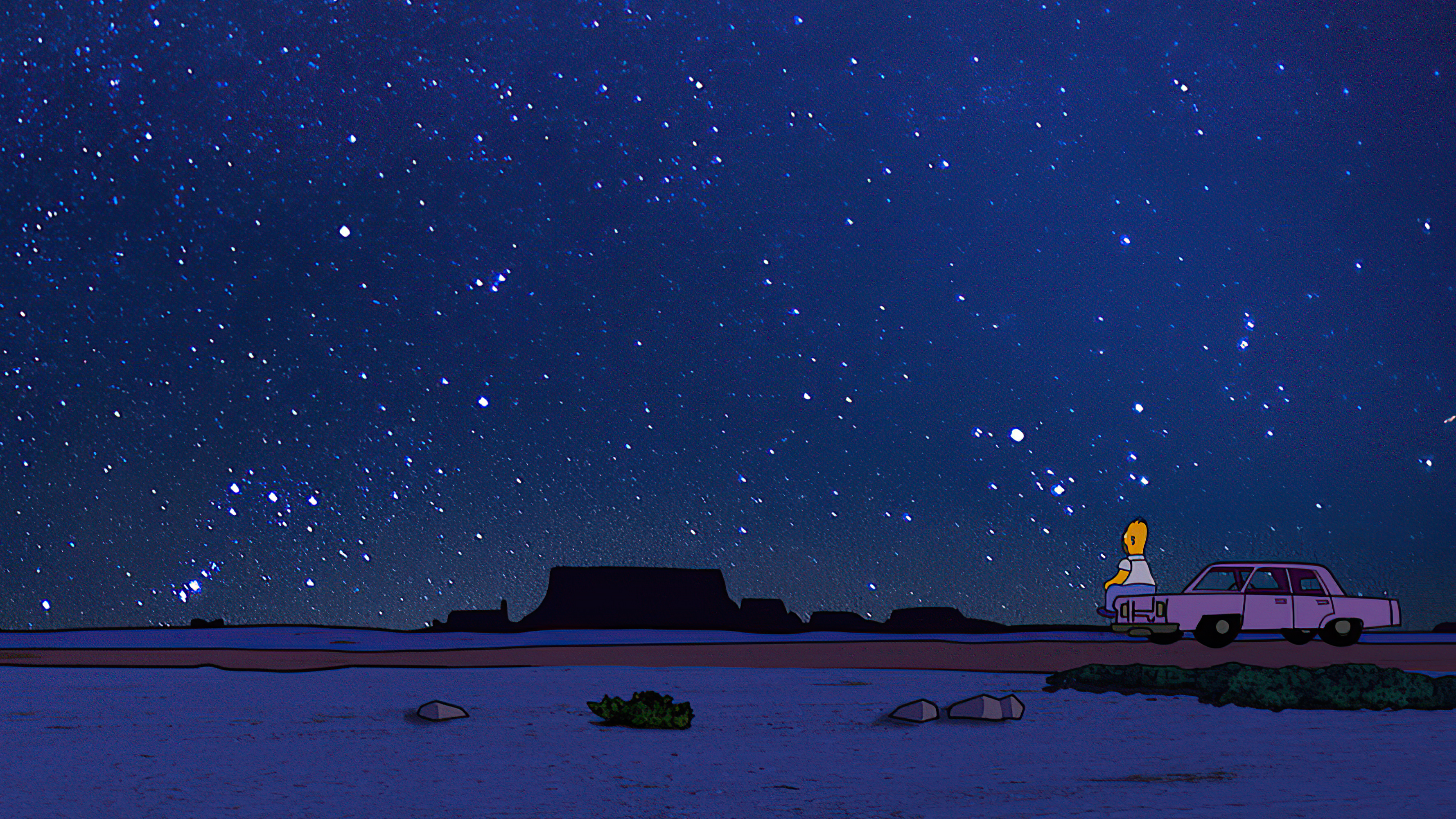 Homer Simpson from The Simpsons under the stars HD Wallpaper