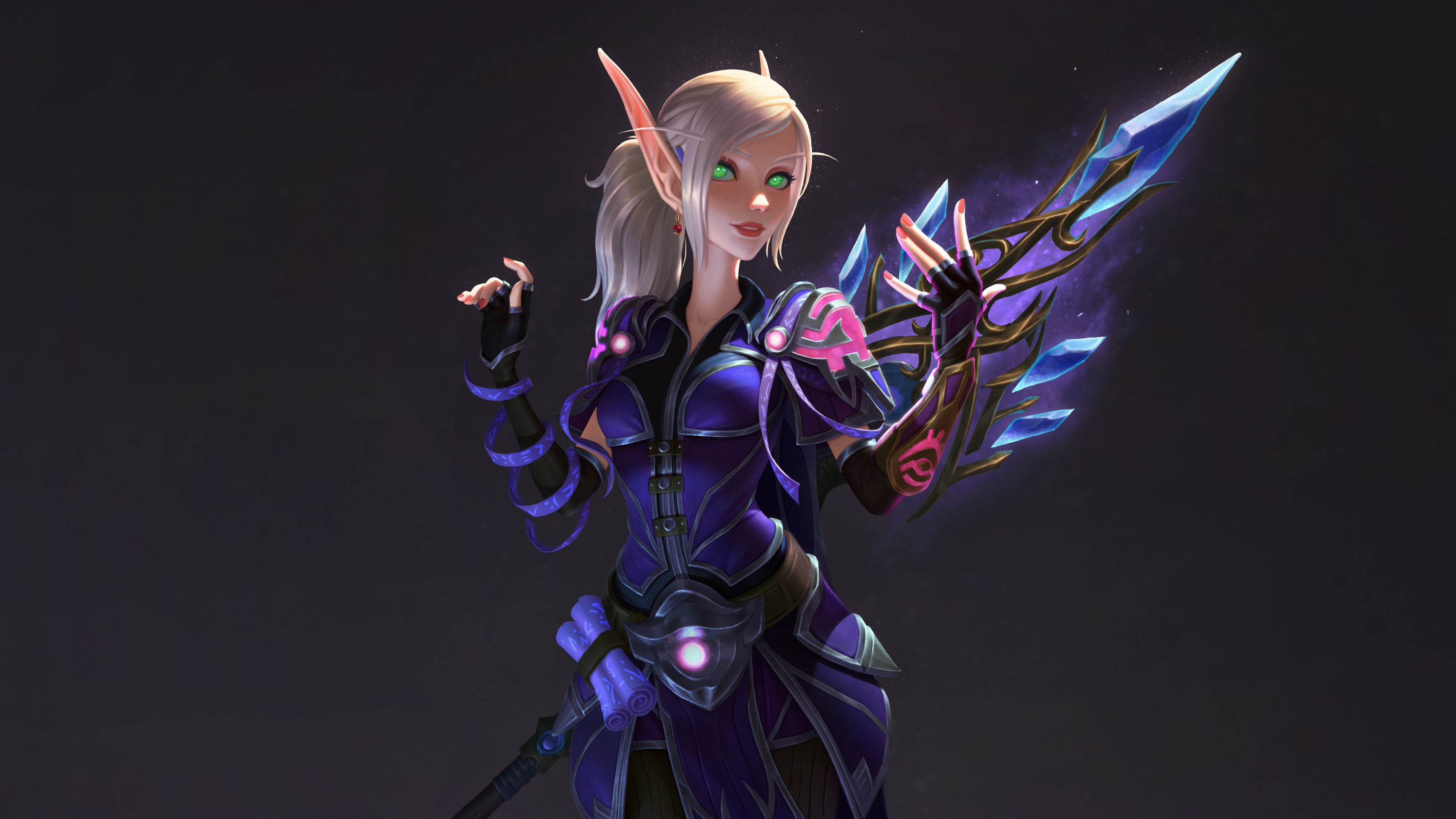 Fantasy Elf Girl with Magical Sword HD Wallpaper