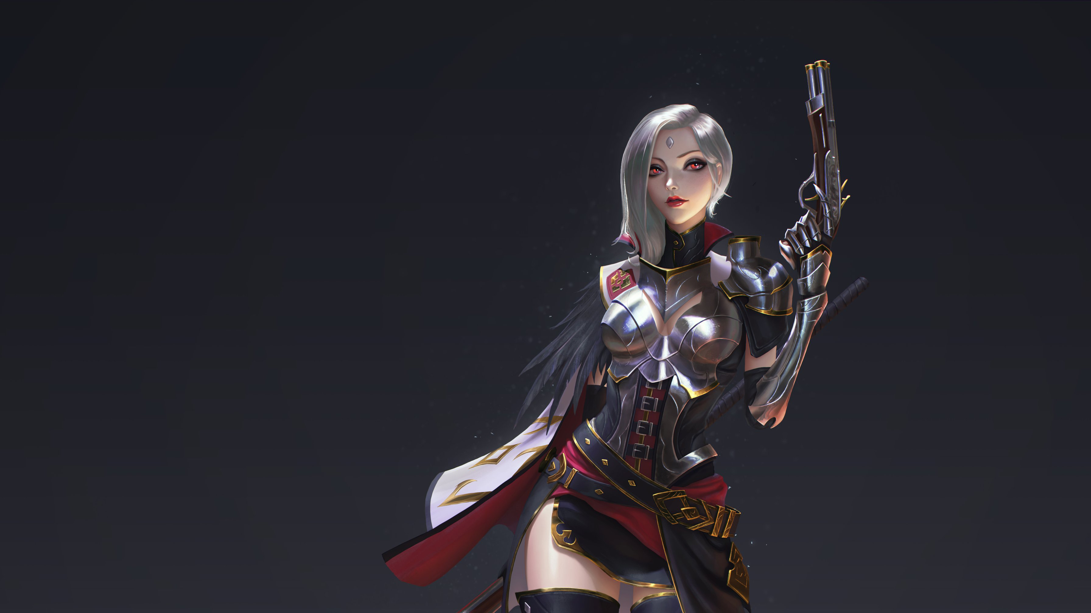 Fantasy girl with gun and armor HD Wallpaper