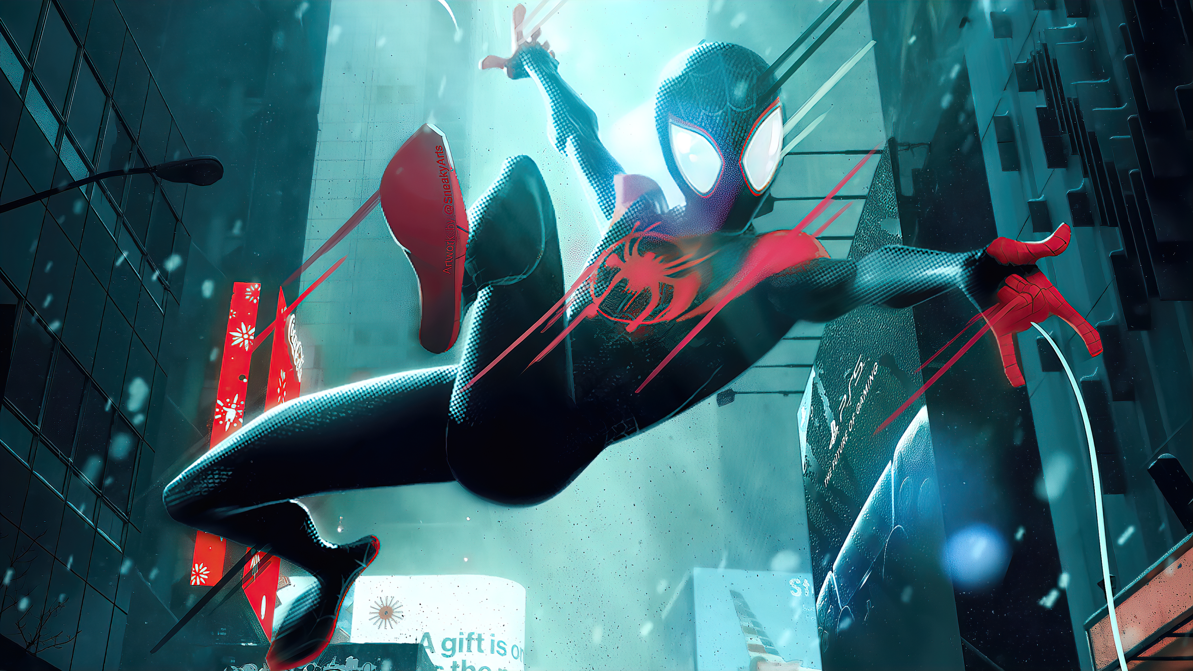 Miles Morales Spider-Man in a City HD Wallpaper
