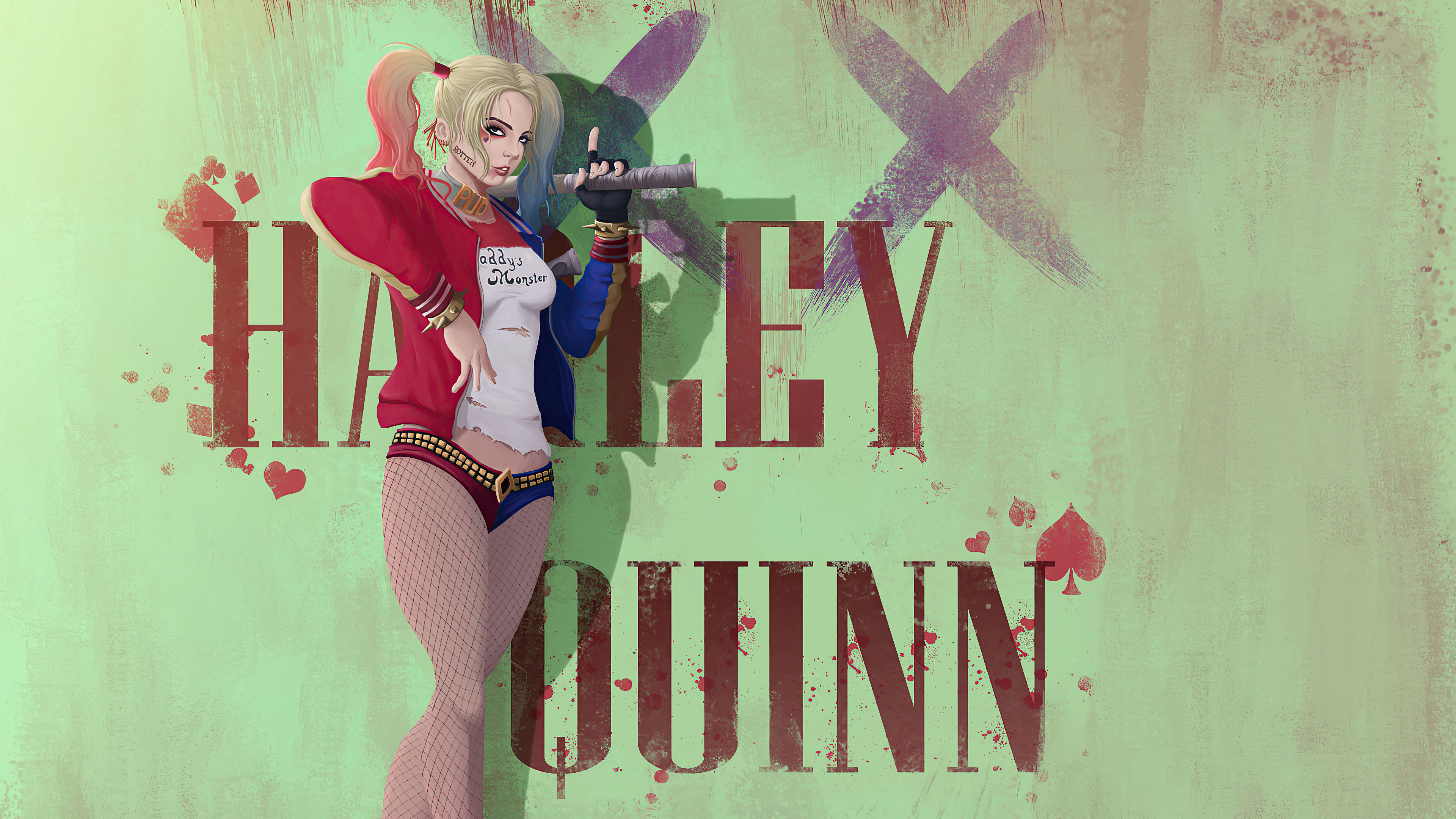 Harley Quinn artwork with text HD Wallpaper