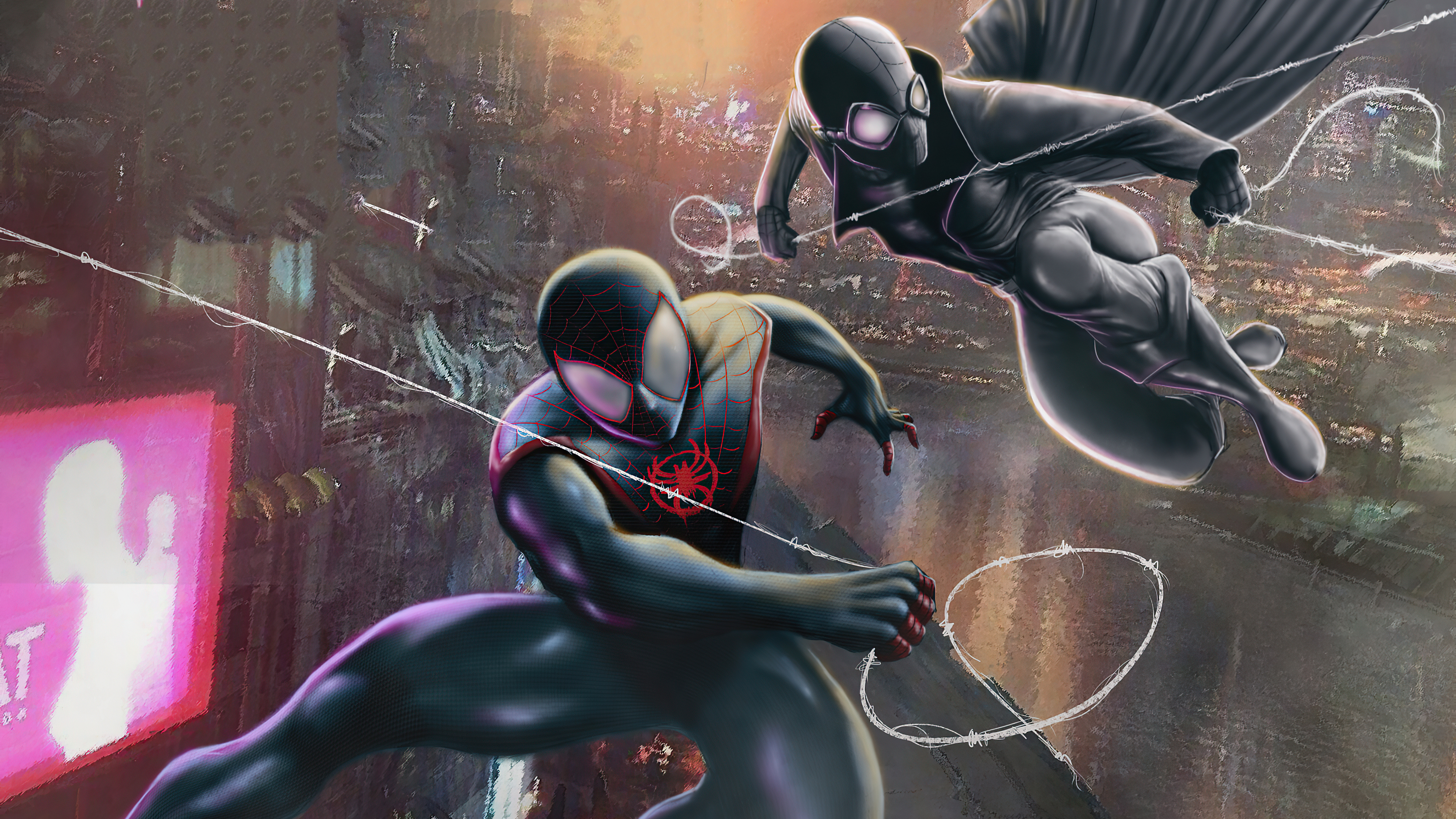 Miles Morales and Spider-Man 2099 artwork HD Wallpaper