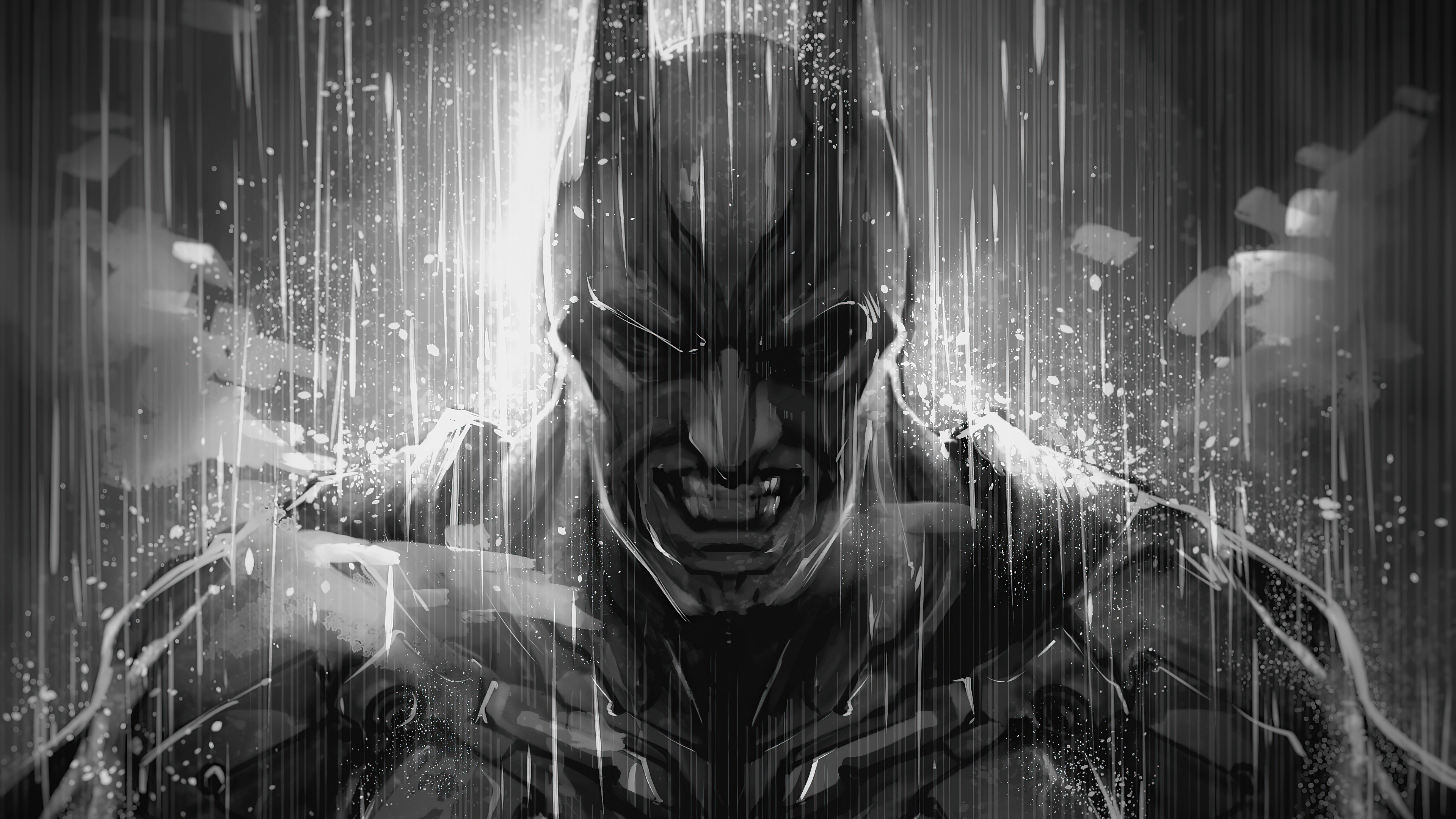 Batman in the rain artwork HD Wallpaper