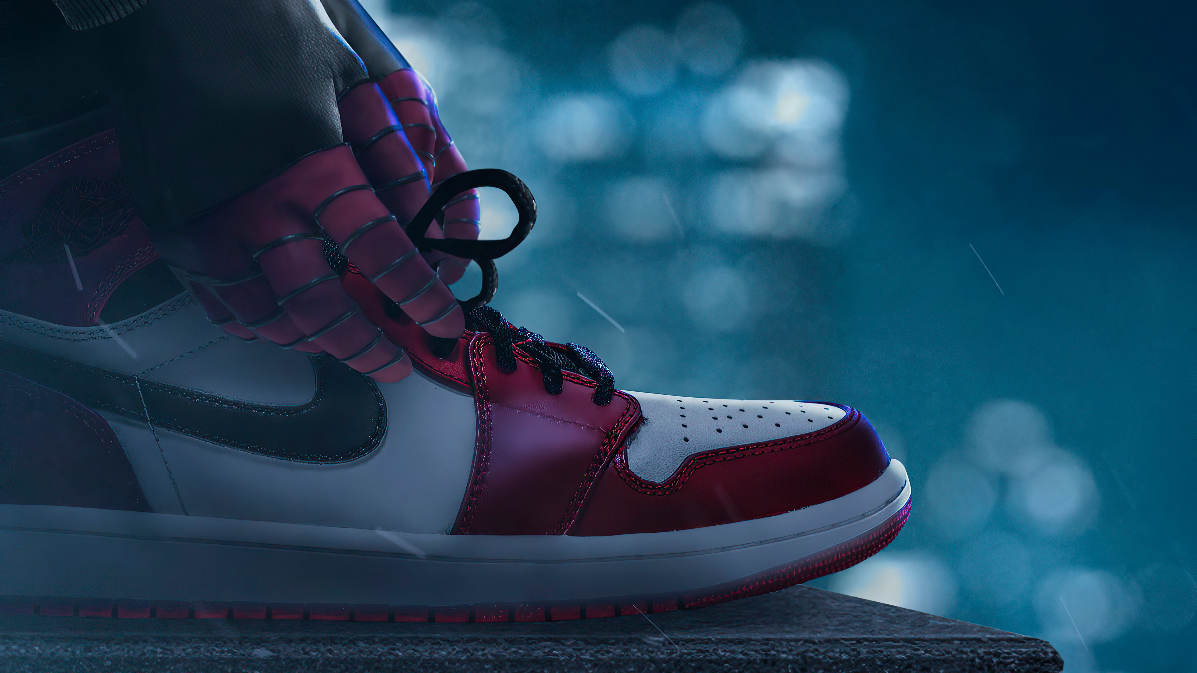 Spiderman tying his shoe, 4K HD Wallpaper