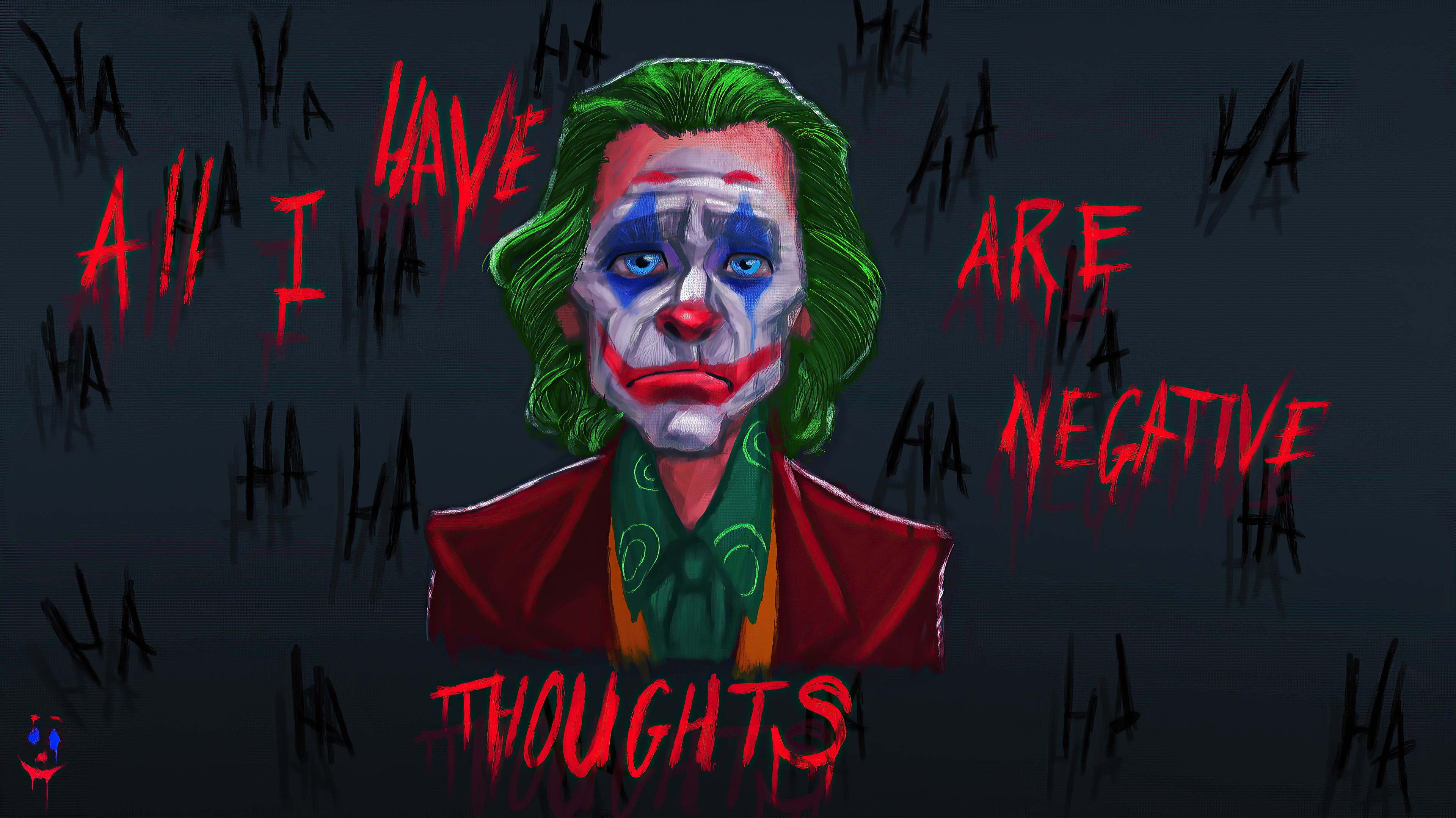 Joker artwork with text HD Wallpaper