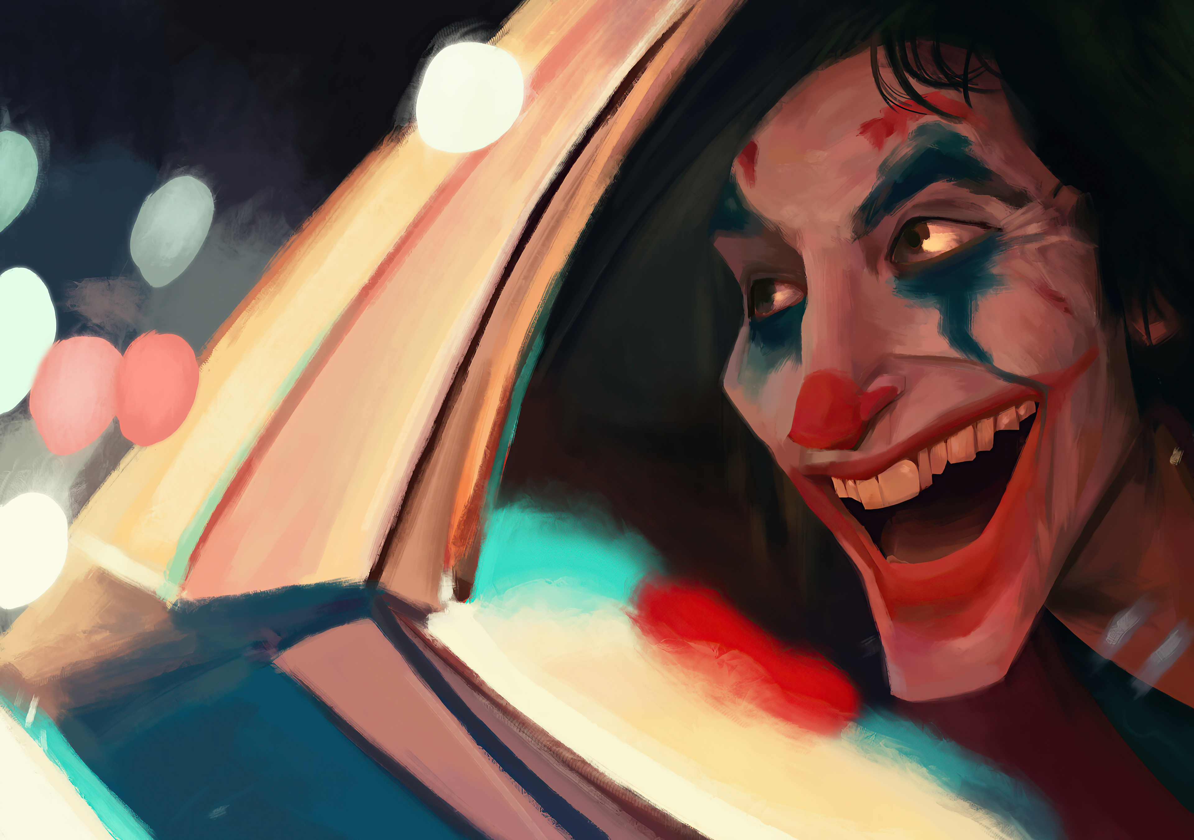 Joker artwork with city lights HD Wallpaper