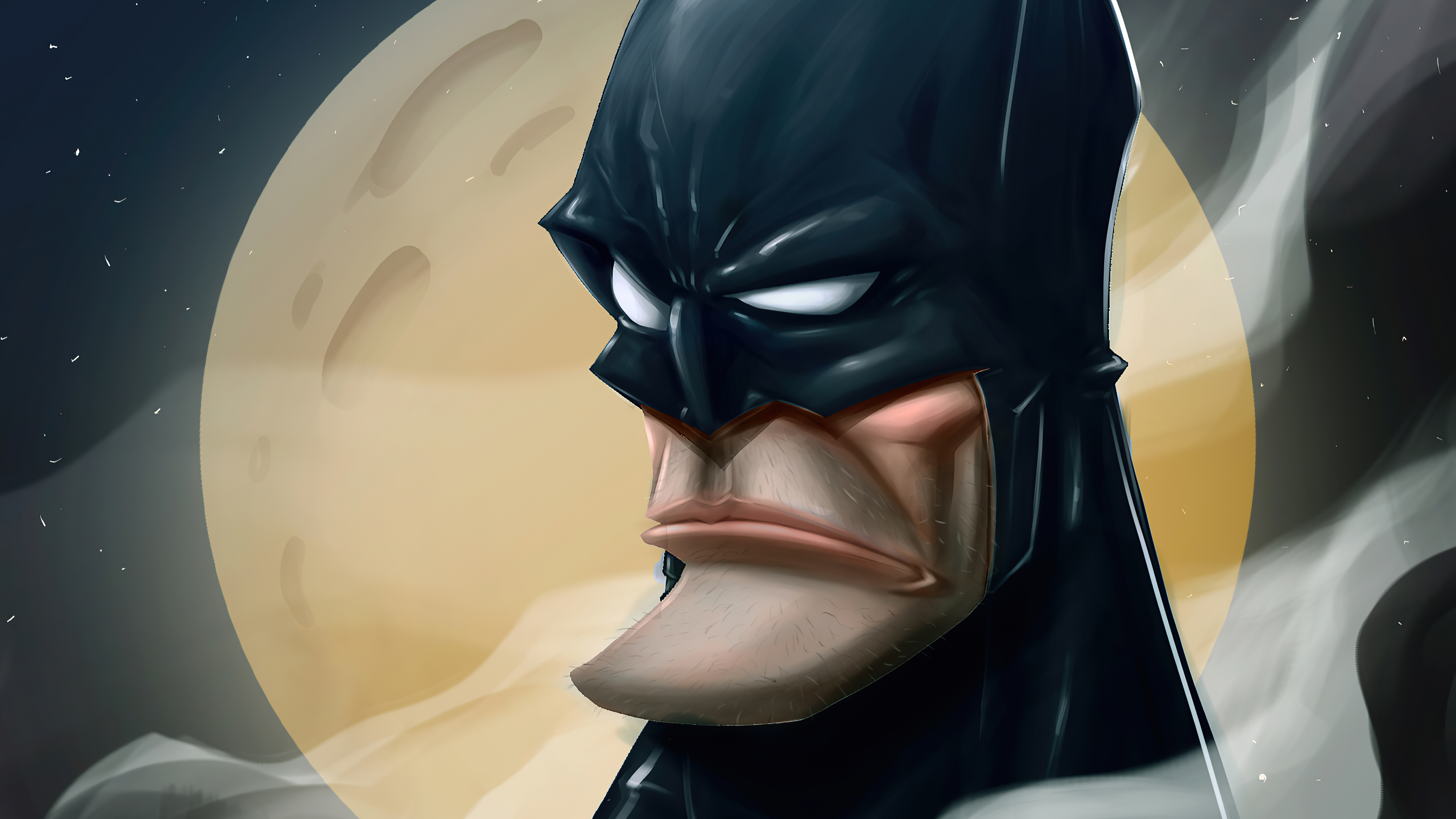 Batman artwork with a large moon HD Wallpaper