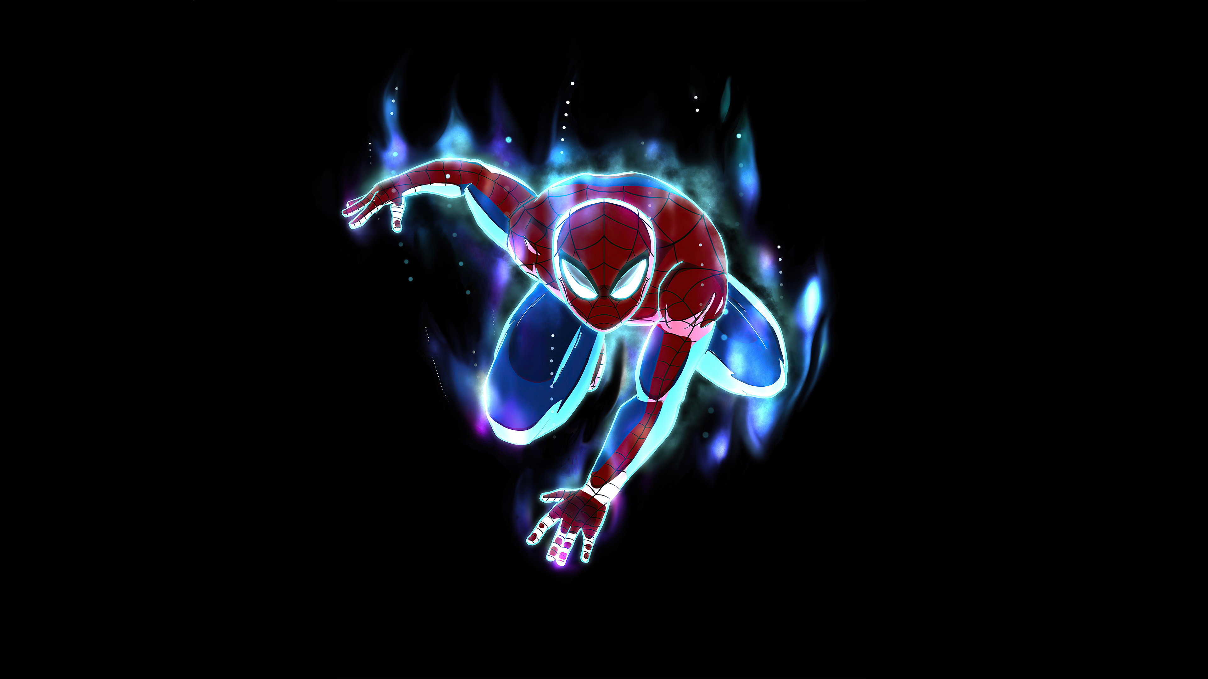 Spiderman with blue aura artwork HD Wallpaper