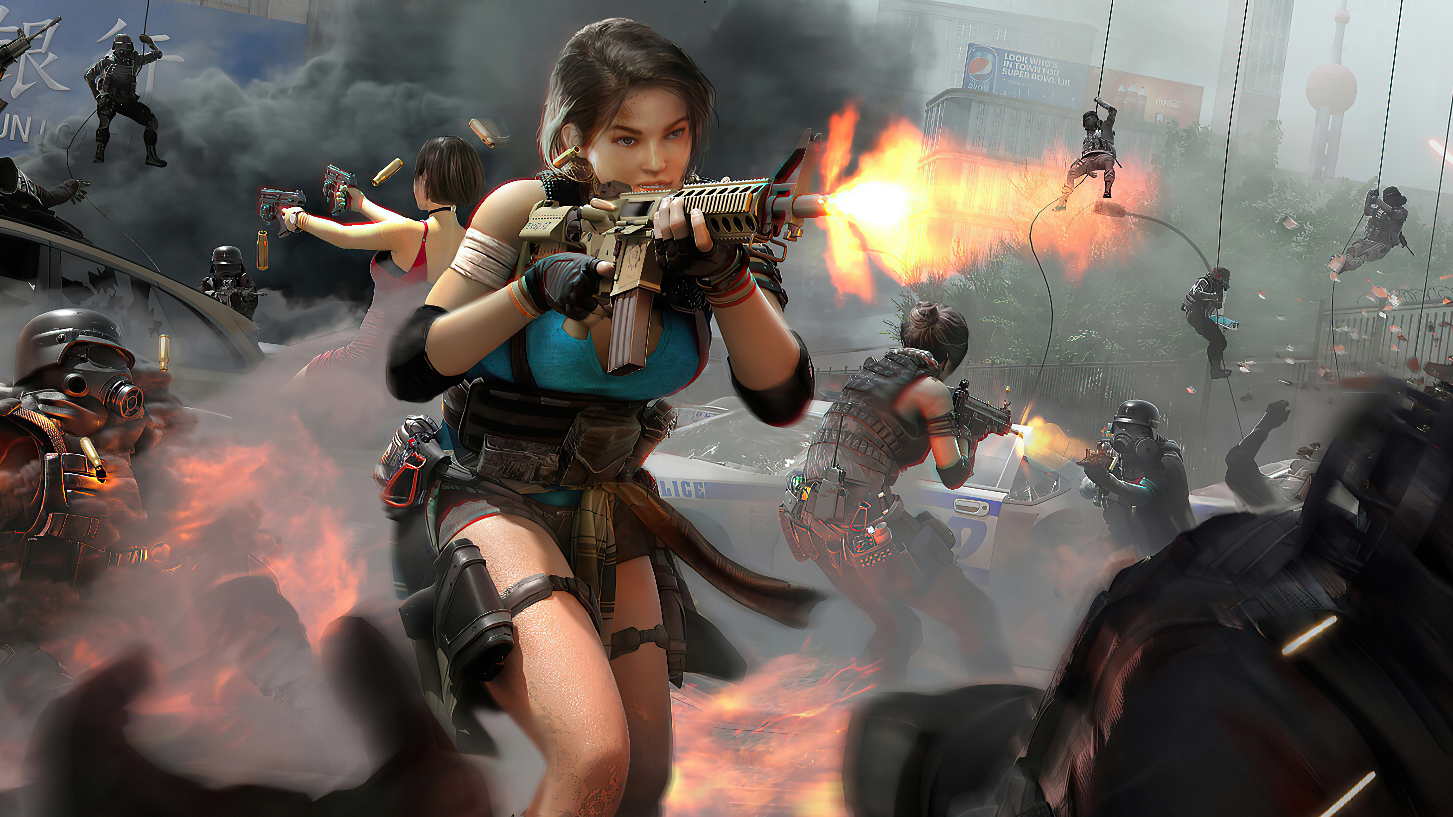 Jill Valentine from Resident Evil in a firefight HD Wallpaper