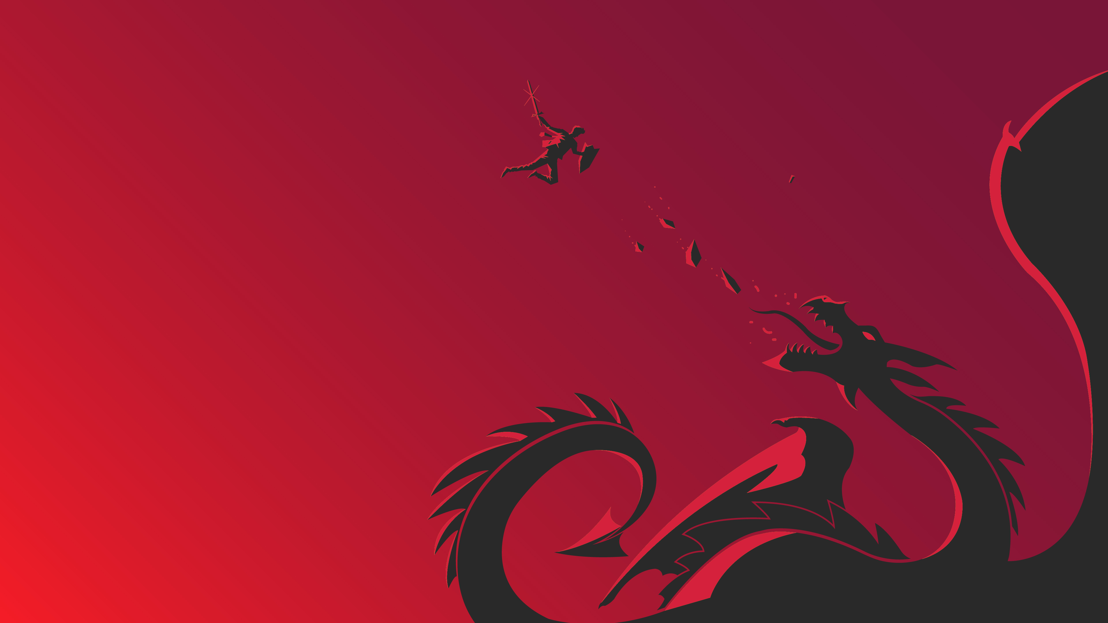 Warrior fighting a dragon HD Wallpaper