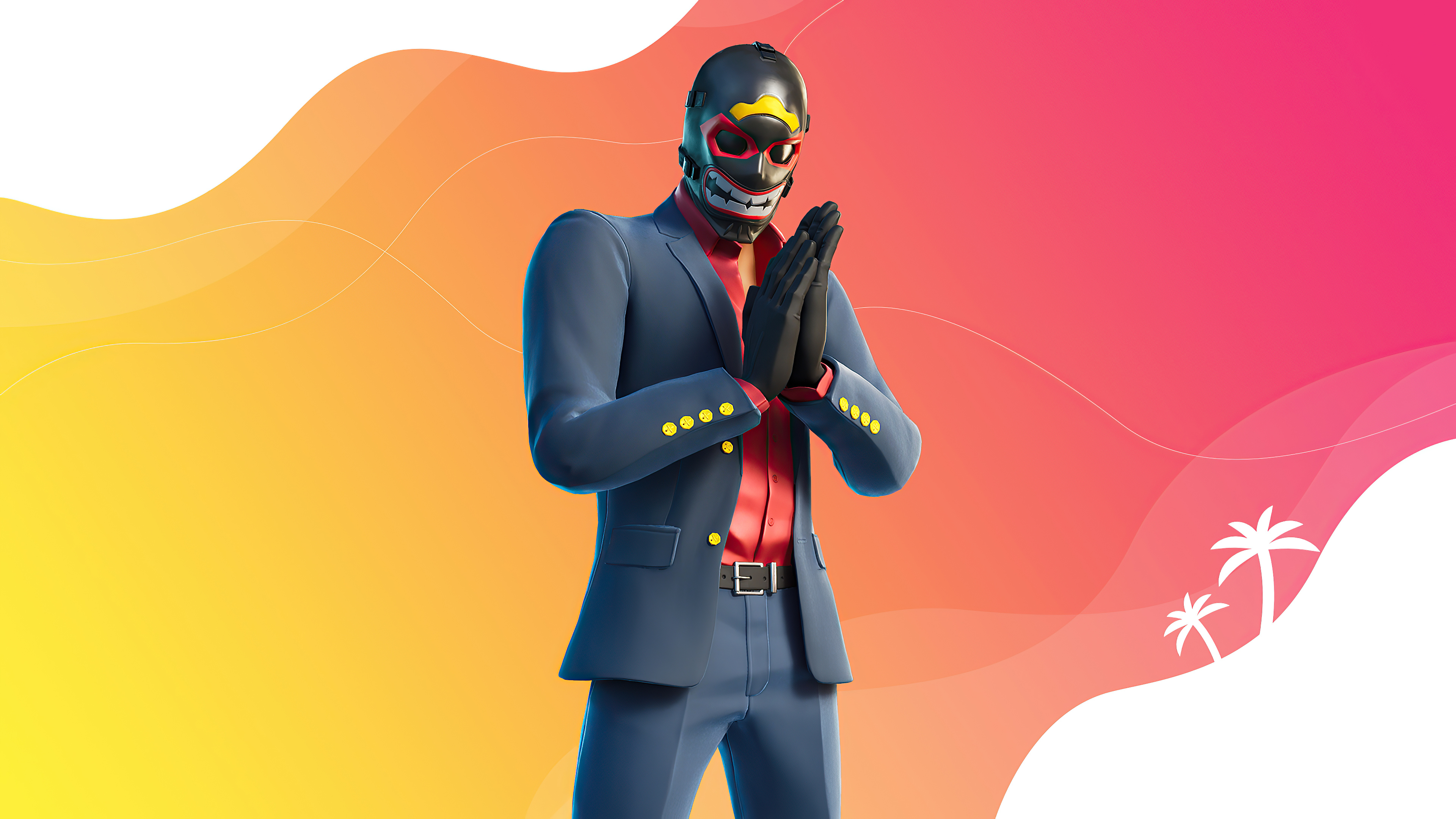 Fortnite character in a suit and mask HD Wallpaper