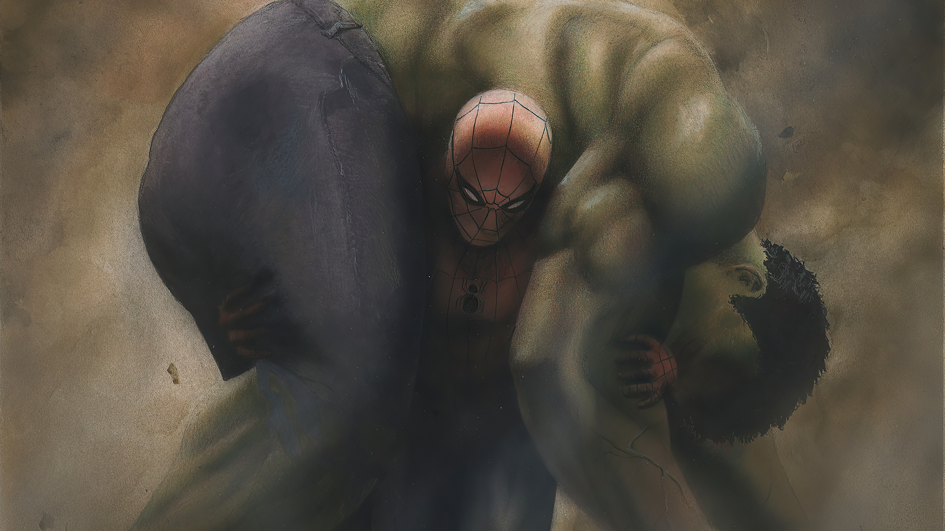 Spider-Man and Hulk artwork HD Wallpaper