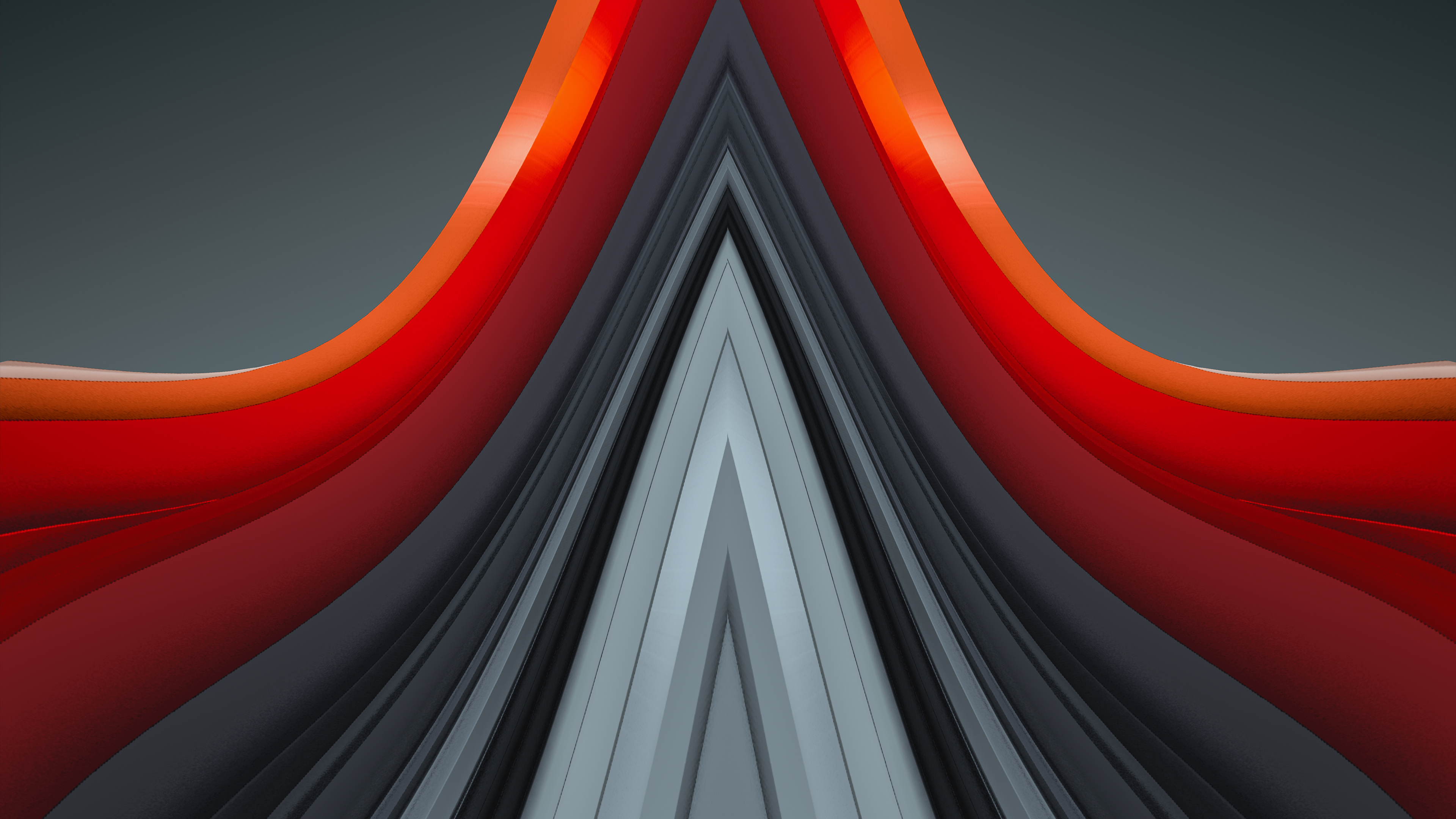 Abstract 3D digital art with red and gray layers HD Wallpaper