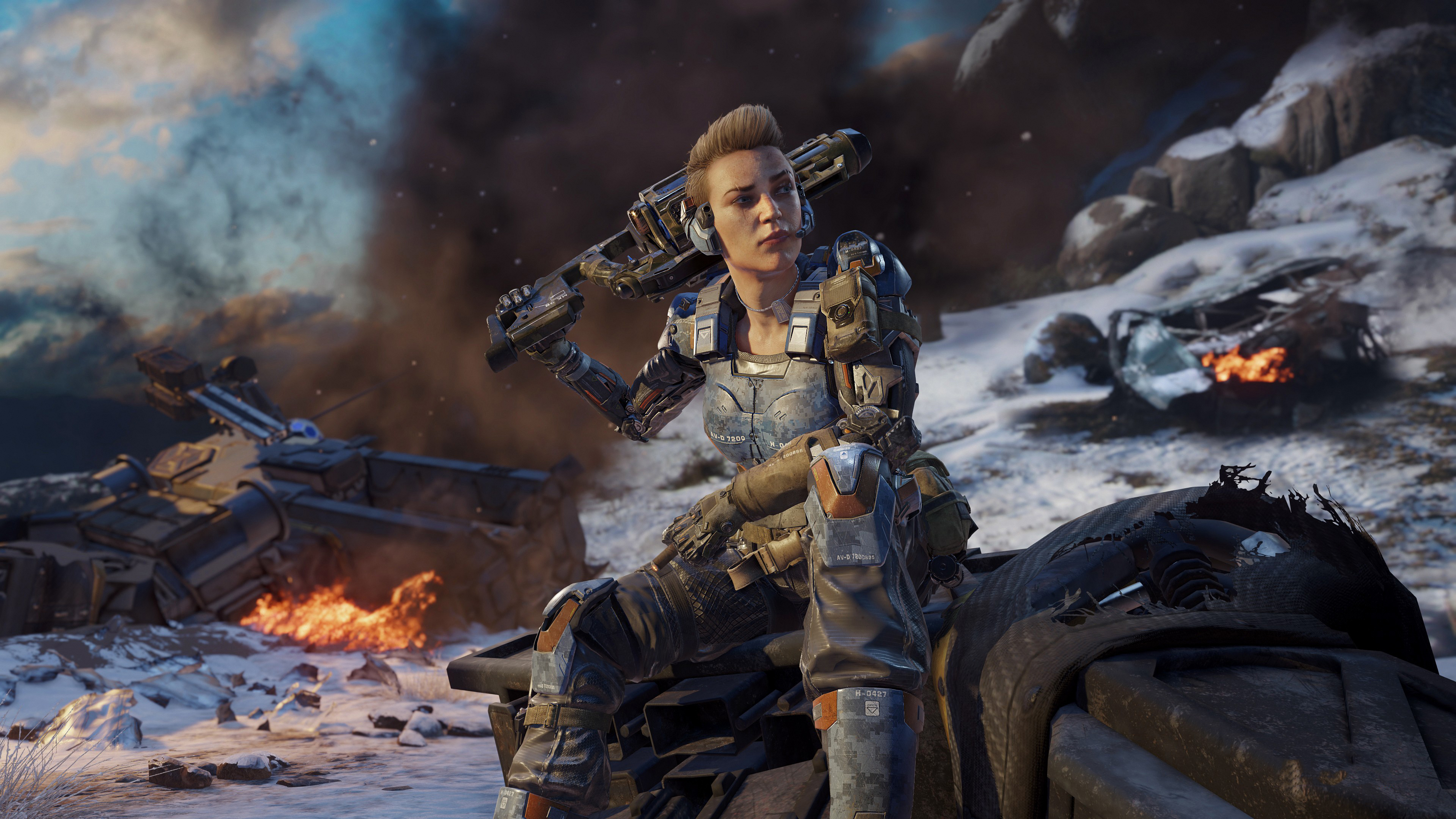 Female soldier with a weapon in Call of Duty Black Ops Cold War HD Wallpaper