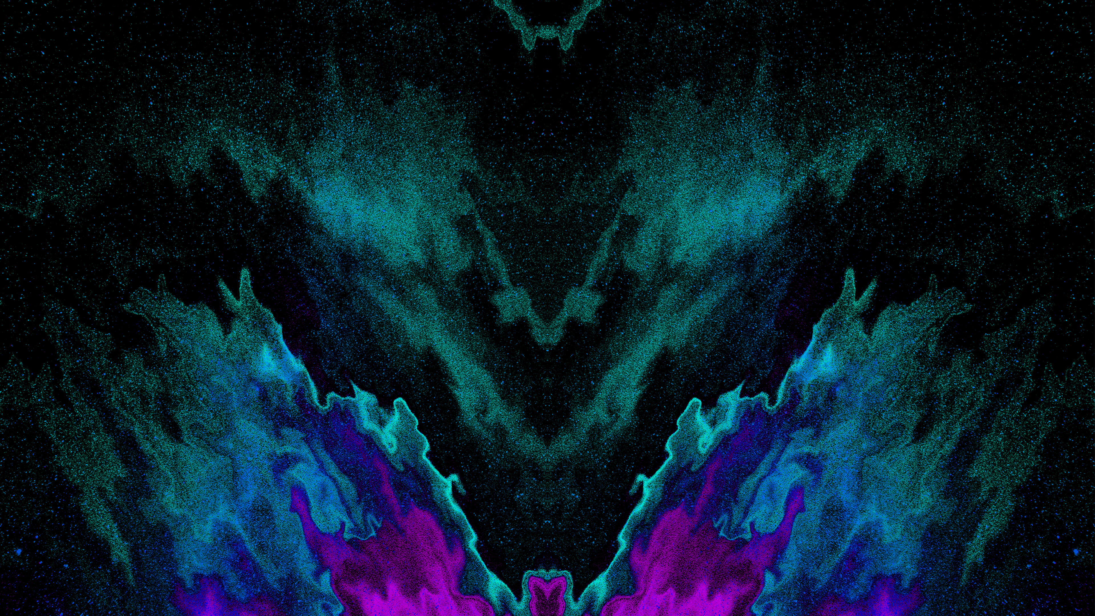 Abstract digital art with teal and purple swirls HD Wallpaper