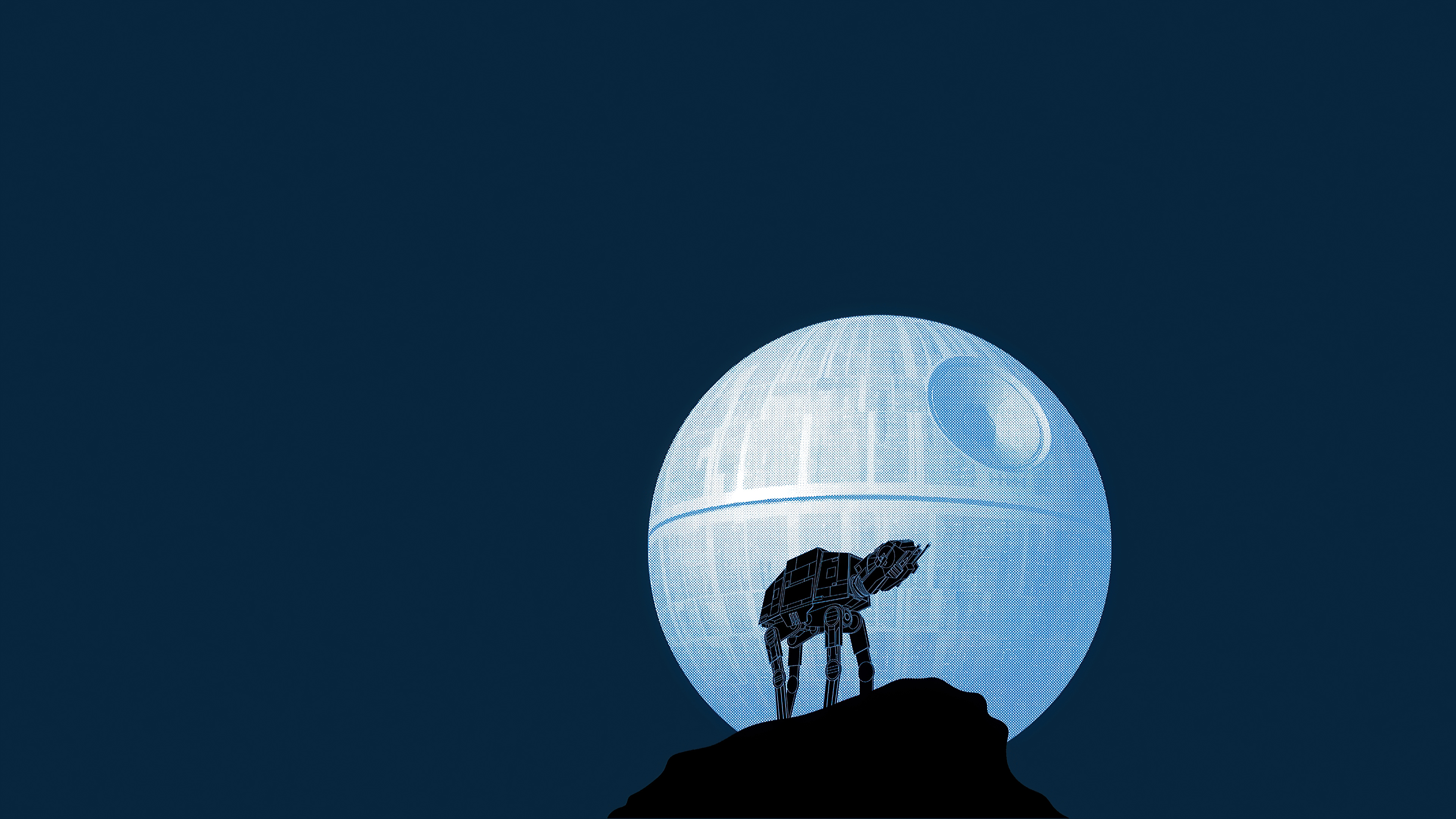 AT-AT Walker and Death Star from Star Wars HD Wallpaper