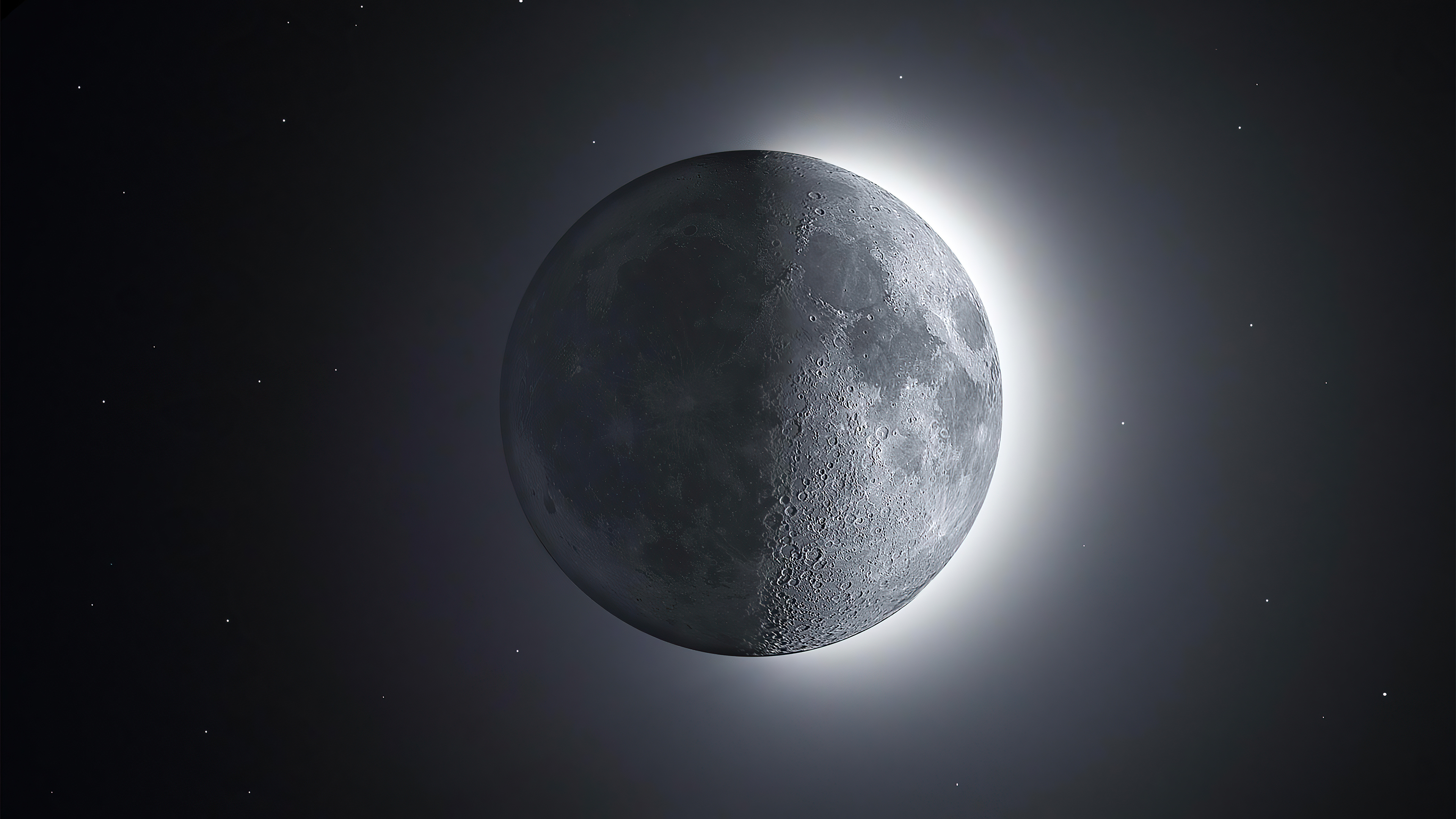 The Moon in Space with Stars 4K HD Wallpaper