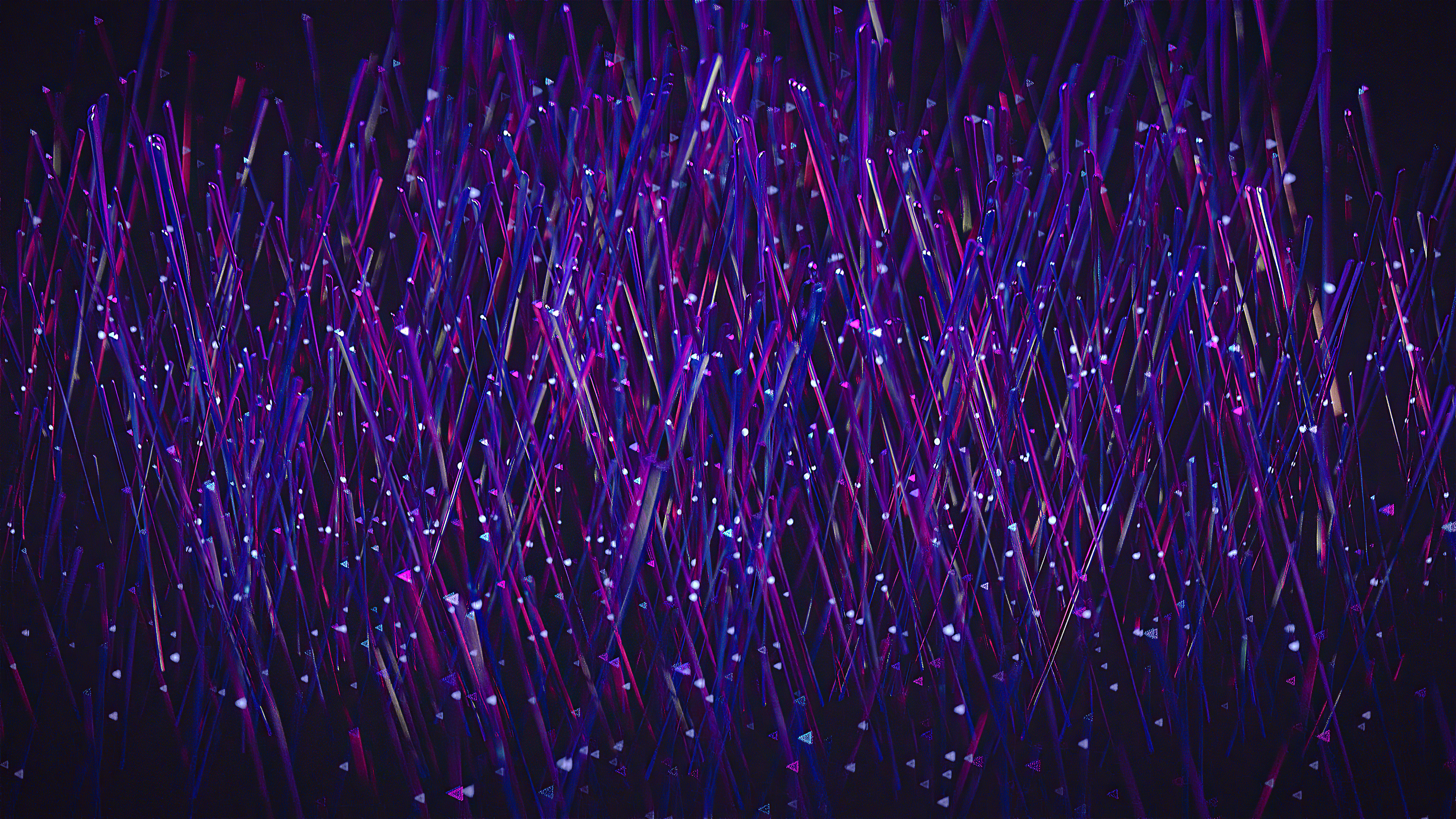 Abstract digital art with purple lines and particles HD Wallpaper