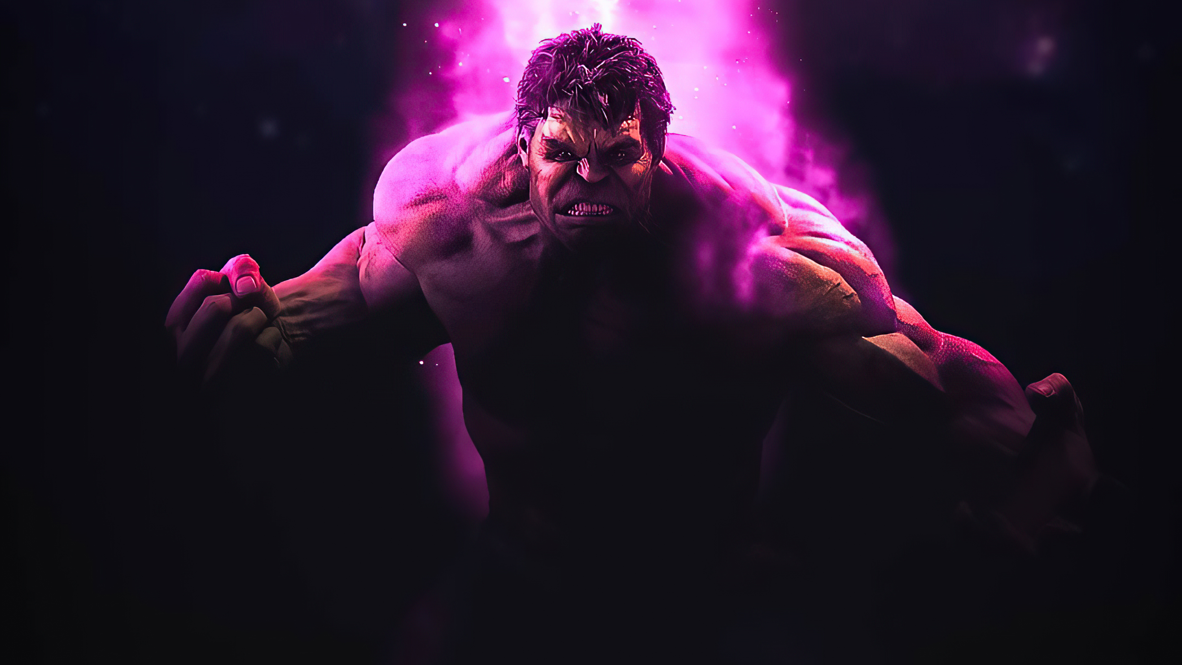 Hulk with pink energy 4K HD Wallpaper