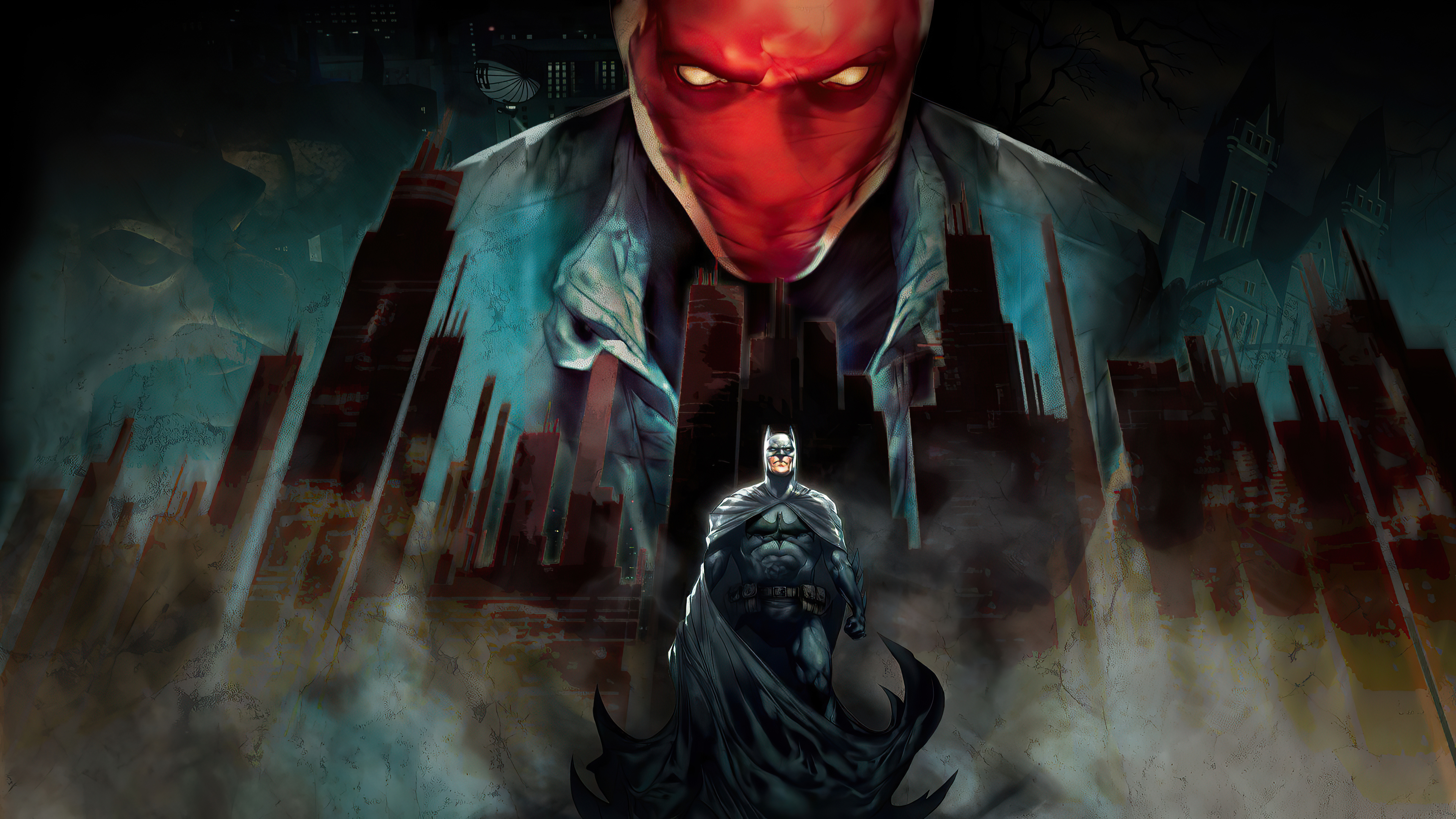 Batman and Red Hood in Gotham City 4K HD Wallpaper