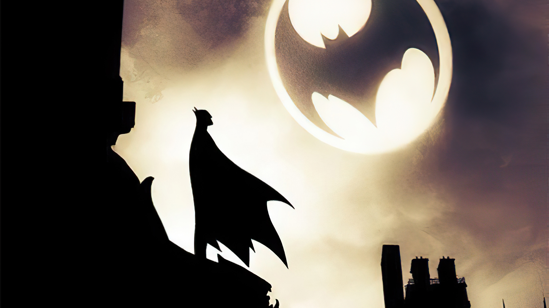 Batman Silhouette Against Bat-Signal HD Wallpaper