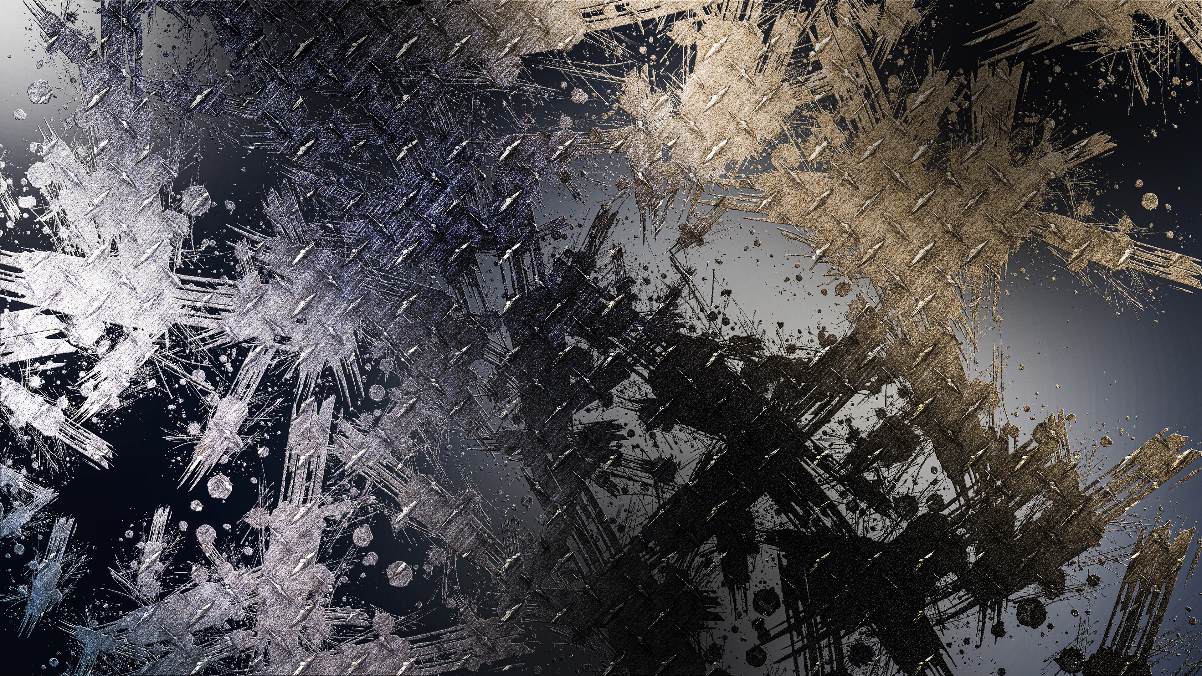 Abstract digital art with metallic textures HD Wallpaper