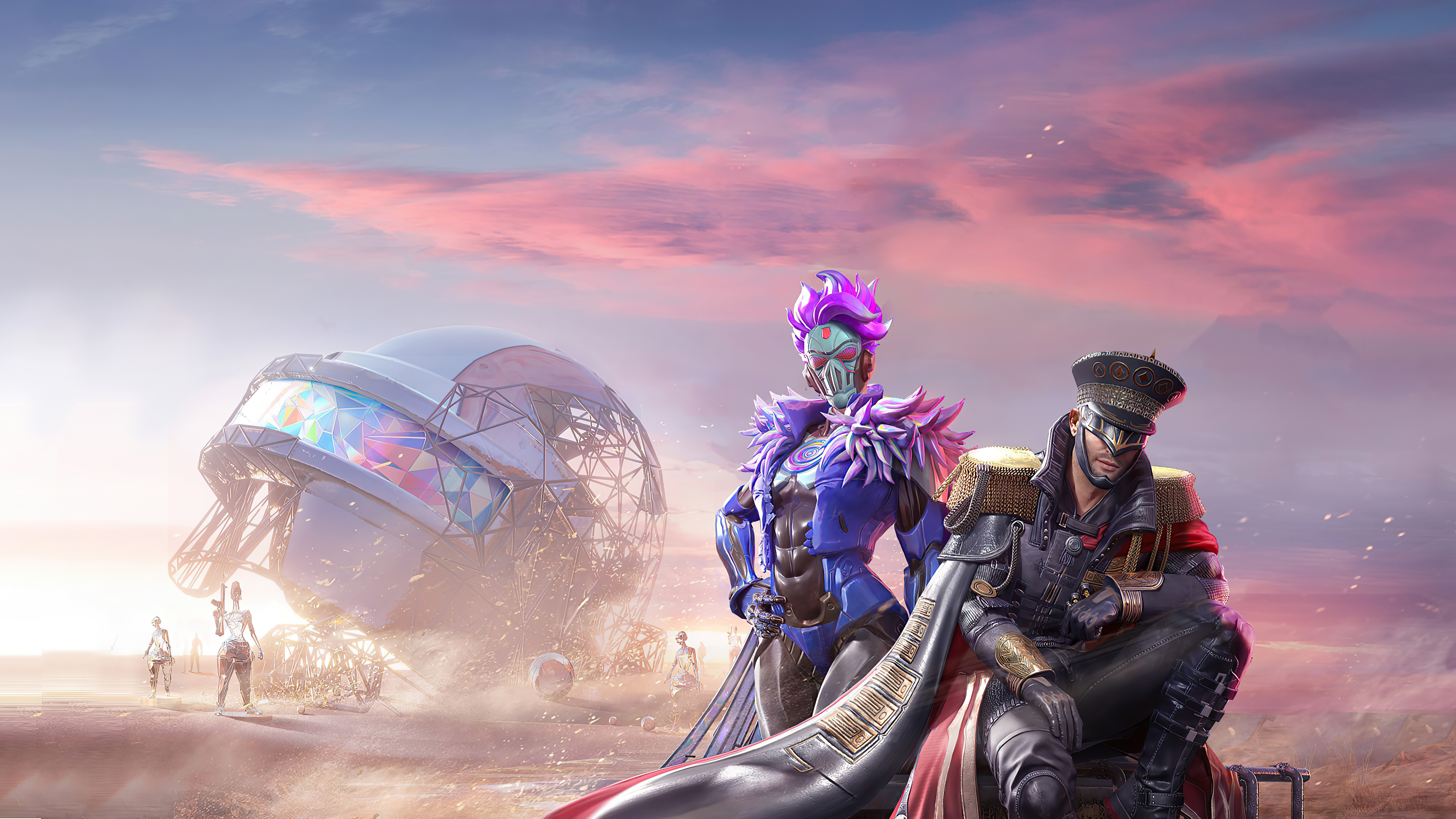 PlayerUnknown's Battlegrounds characters in a desert landscape HD Wallpaper