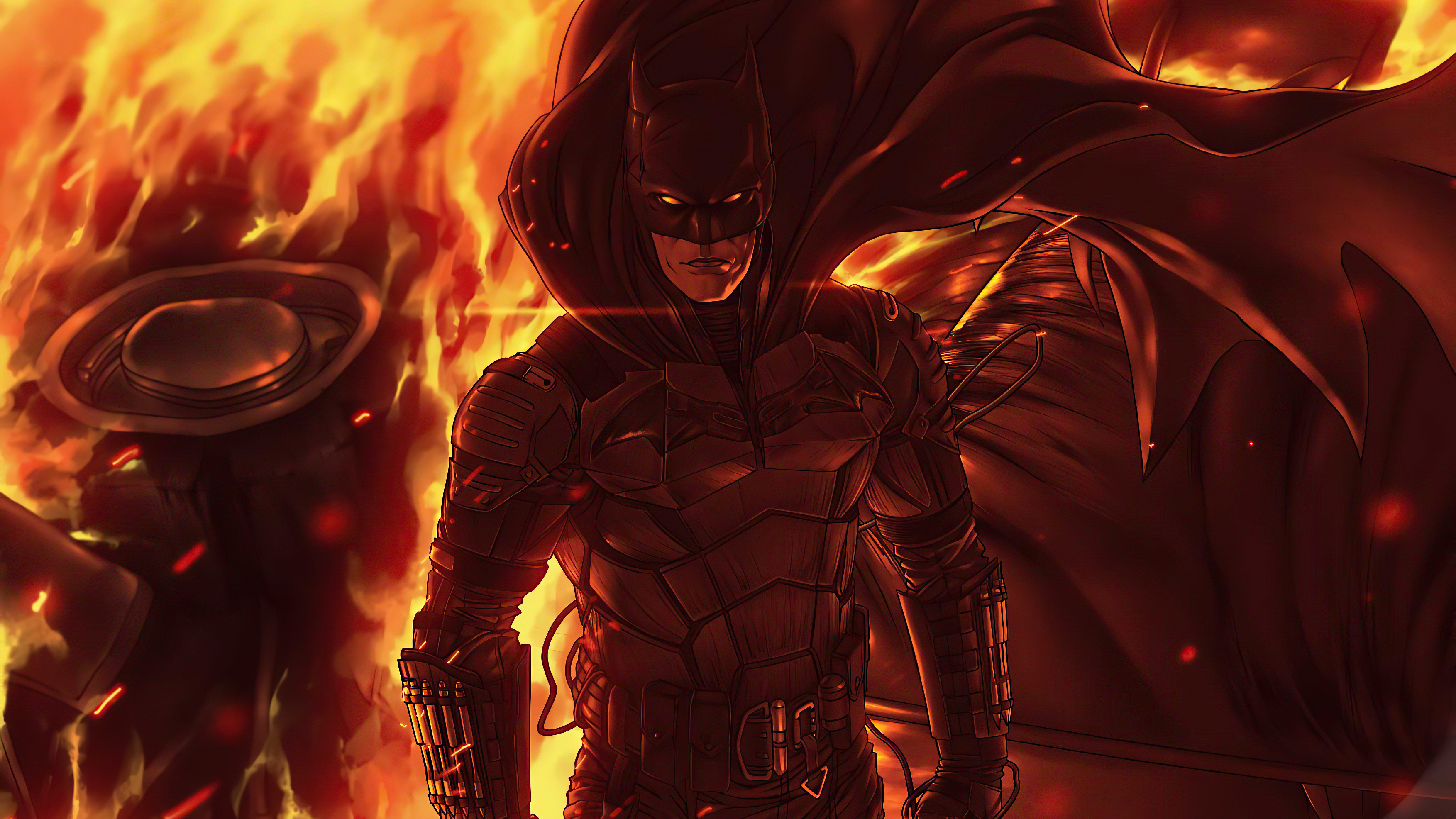 Batman in flames 4K HD Wallpaper
