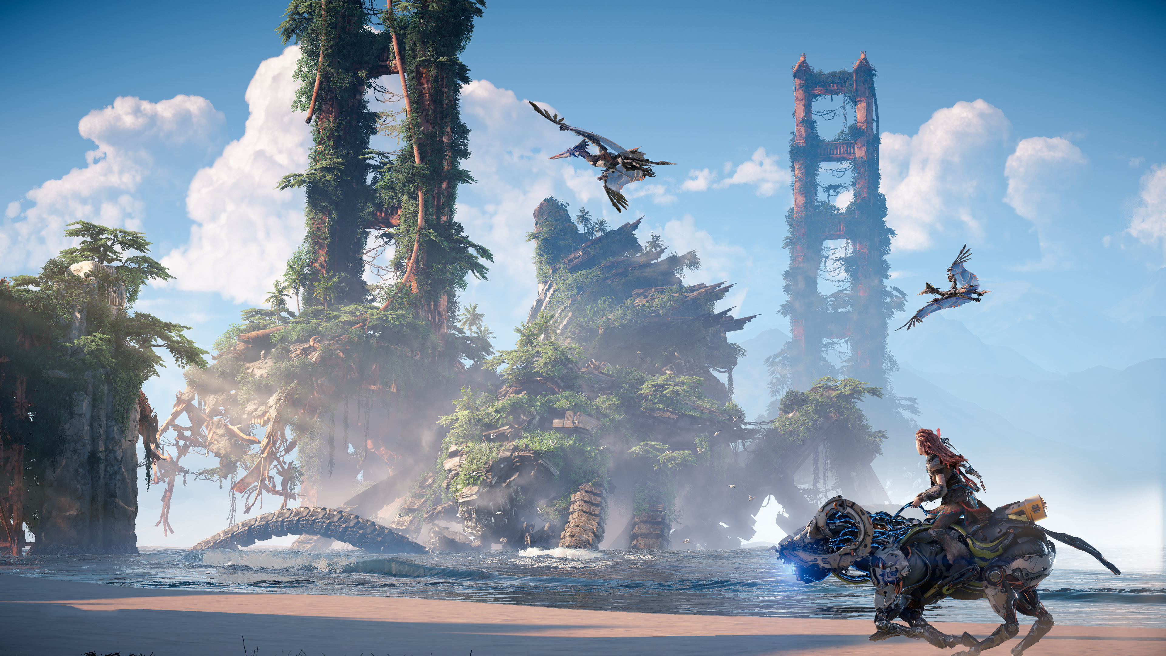 Aloy riding a machine in Horizon Forbidden West 4K HD Wallpaper