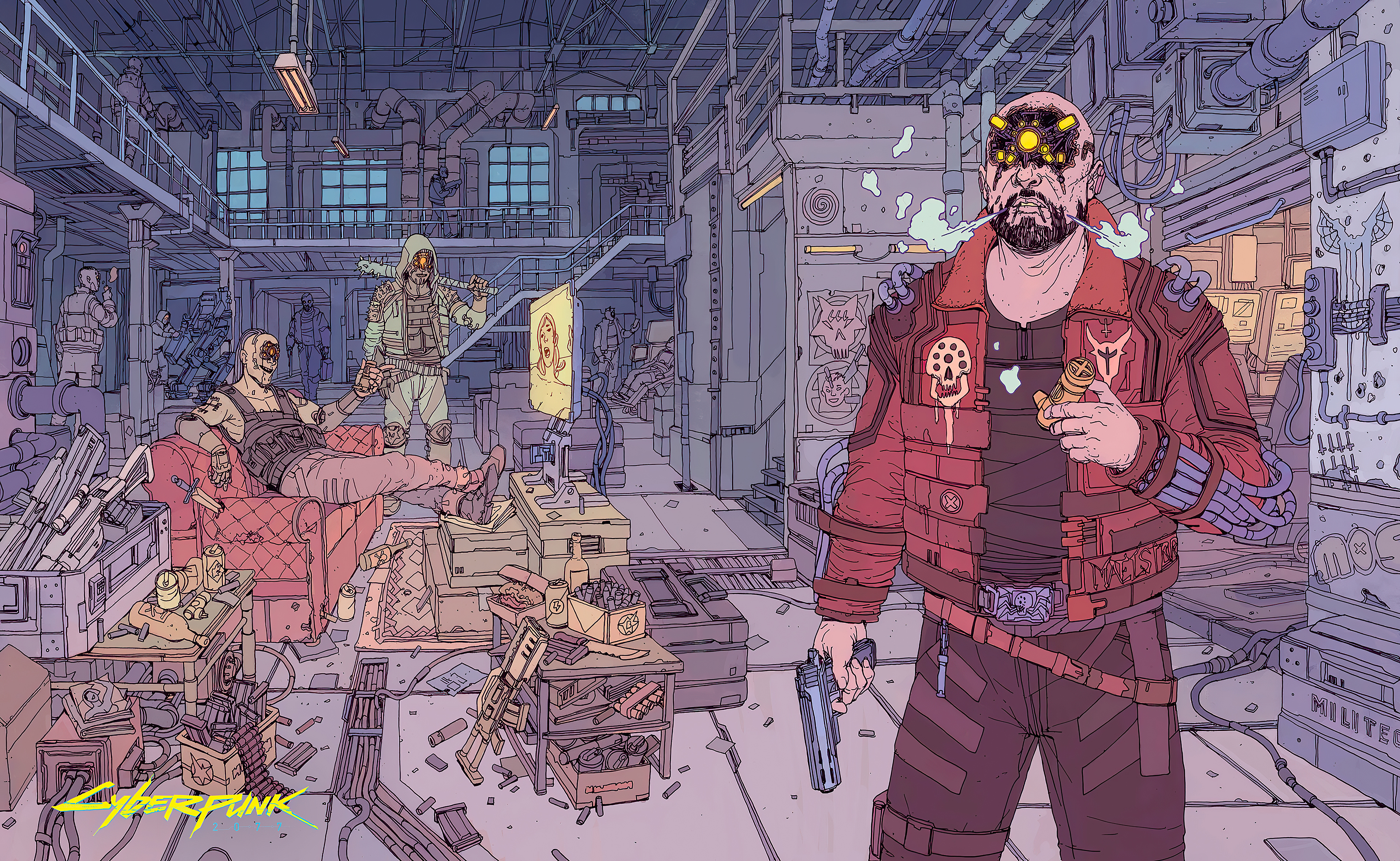 Cyberpunk 2077 characters in a workshop HD Wallpaper