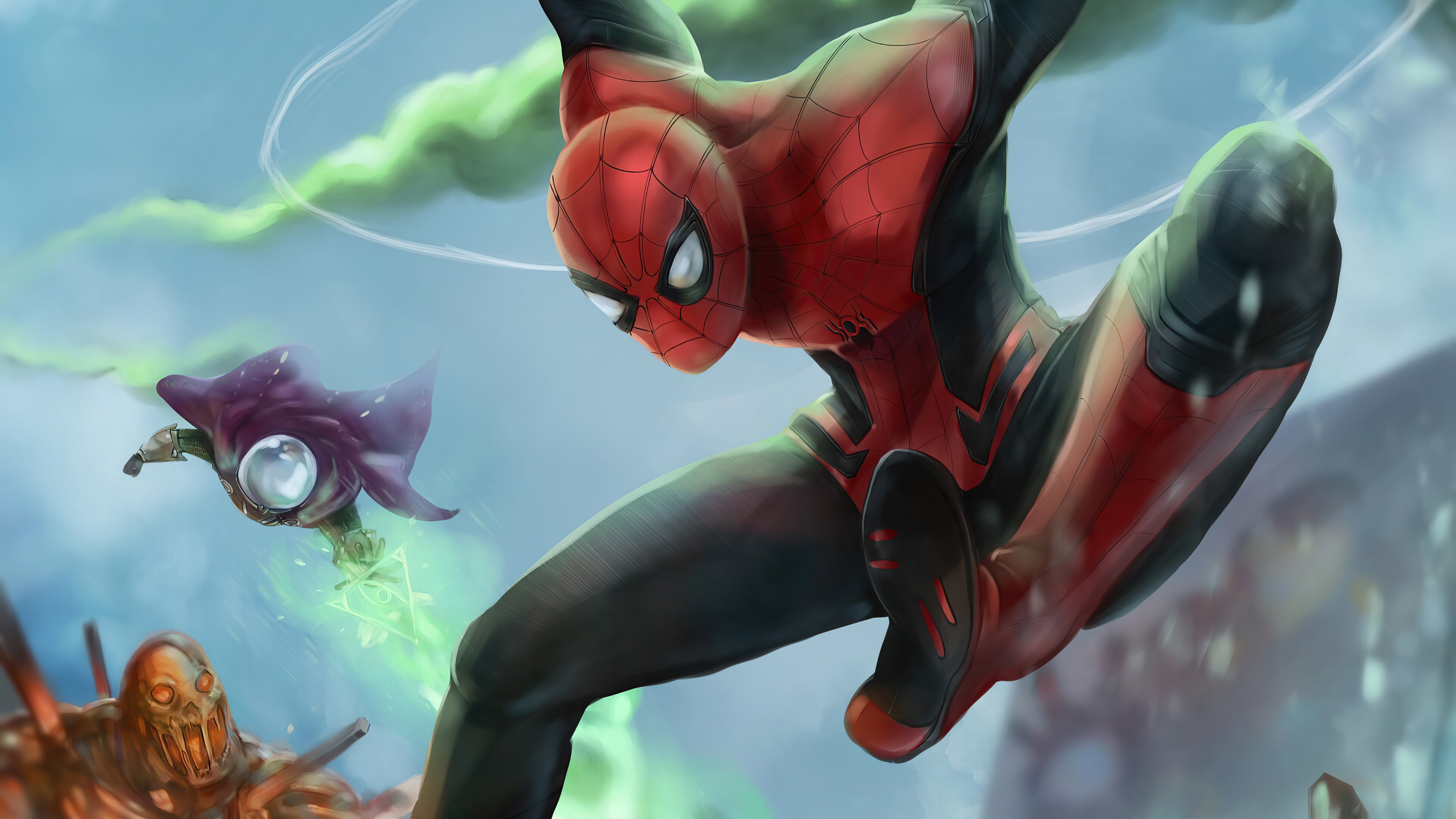Spider-Man vs Mysterio and Molten Man HD Wallpaper