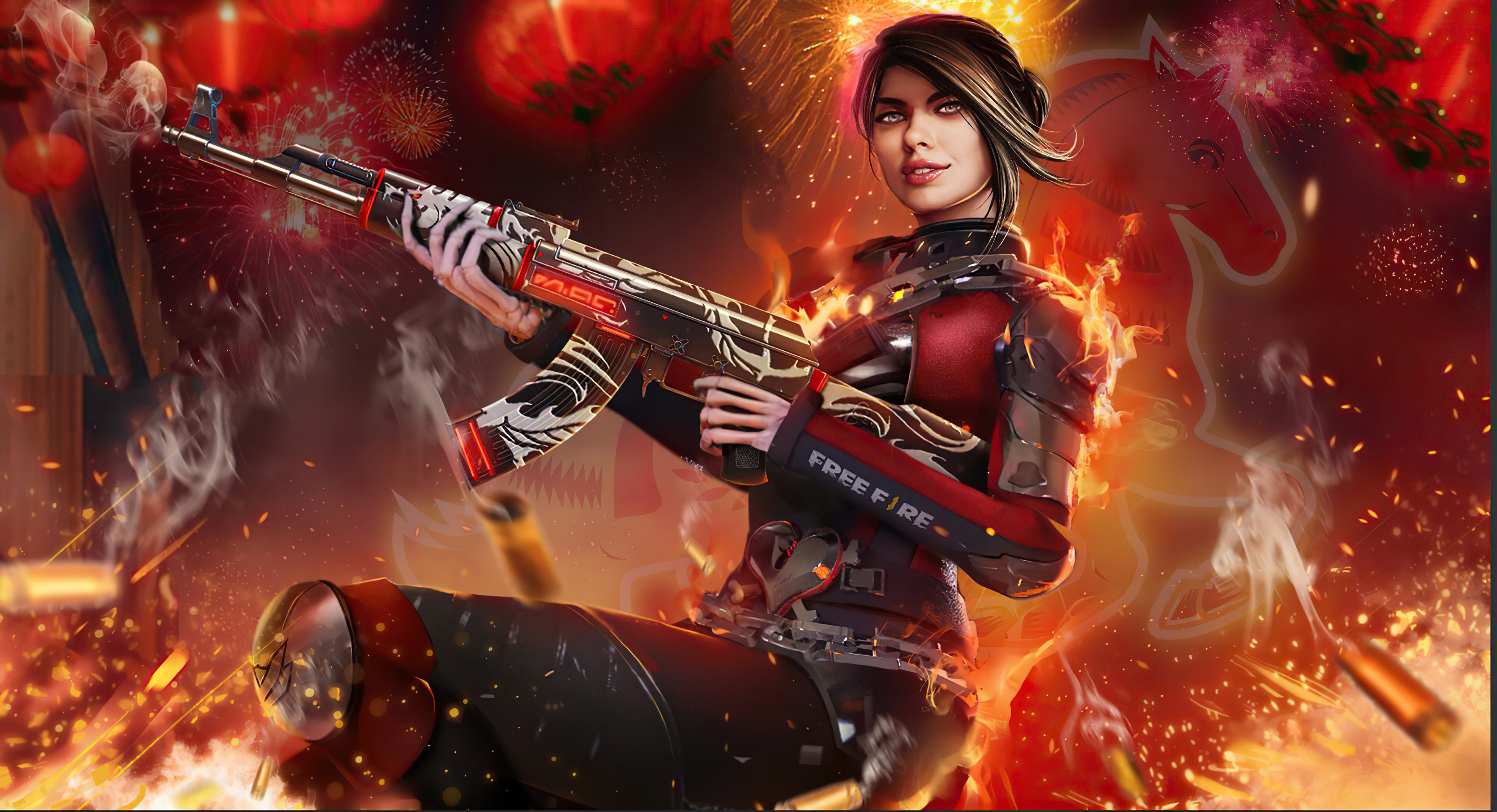 Woman with gun from Garena Free Fire 4K HD Wallpaper