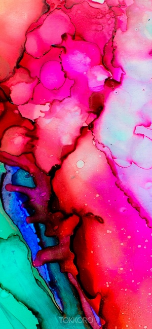 Abstract multicolor bright ink painting