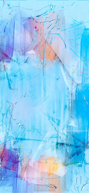 Abstract painting with blue, purple, and orange hues
