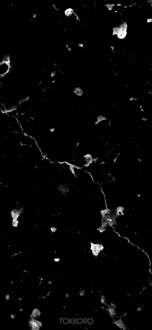 Cracked black marble texture with TOKKORO logo
