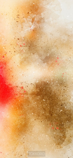 Abstract watercolor wash drawing with red and gold tones