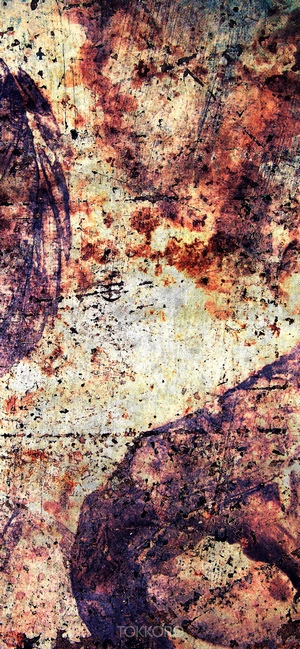 Grunge metal texture with purple and red hues
