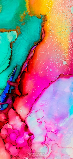 Abstract multicolor fluid art with bright colors