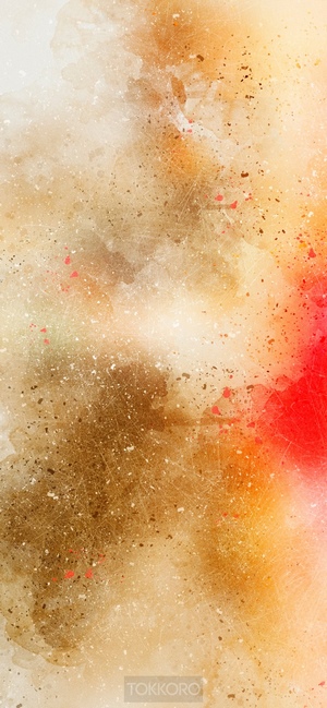 Abstract watercolor splash with red and gold tones
