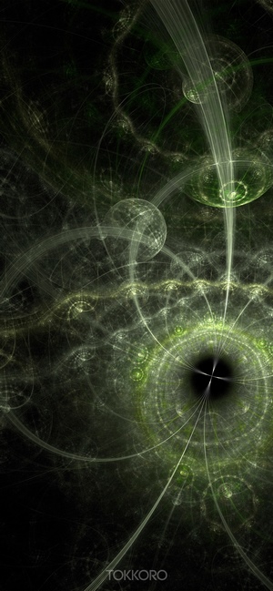 Abstract fractal art with green and black tones