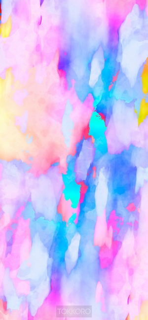 Abstract watercolor wash drawing with pink, blue, and yellow colors