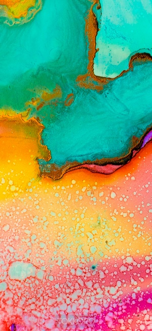 Abstract multicolor fluid art with gold accents