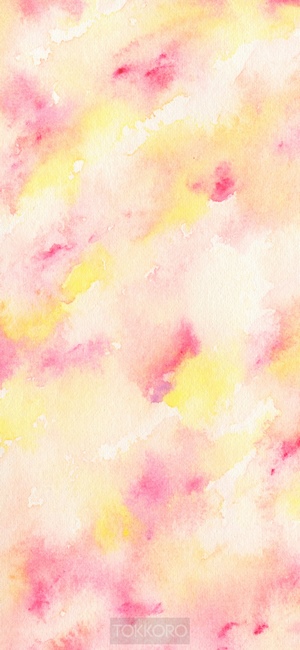 Watercolor wash drawing with pink and yellow abstract pattern