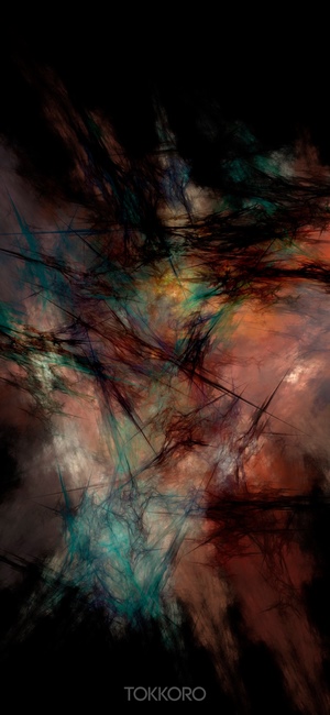 Abstract fractal wash drawing with dark tones